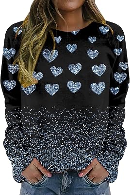 AMDOLE Sweat à Capuche imprimé pour Femme, Couleur Unie, col Rond, Manches Longues, Amour de la Saint-Valentin, sans Chapeau Manteaux De Pluie pour Femmes Grande Taille
