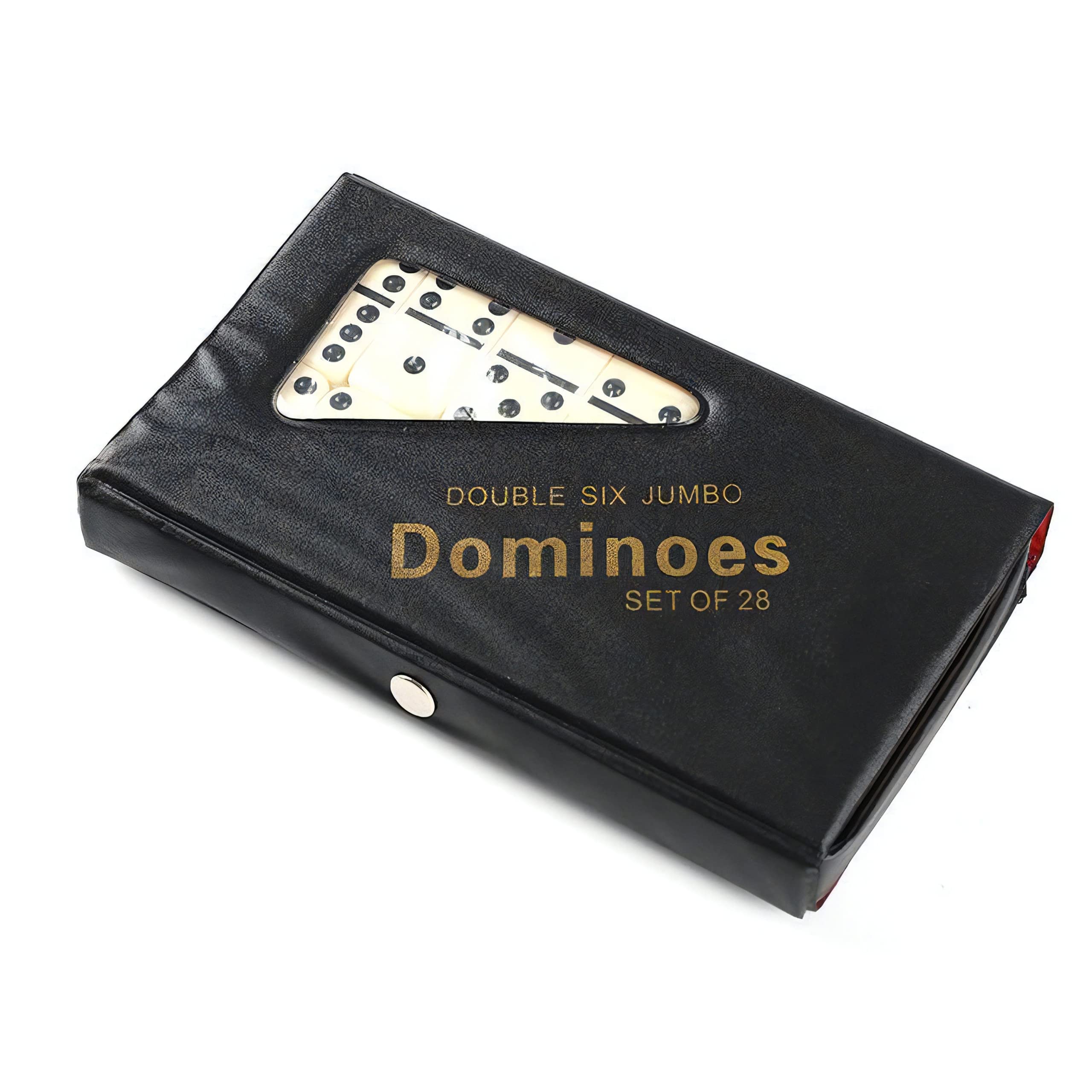 Dominos Set 28 pieces Game Double Side Six Professional Domino Tiles Dominoes with PVC Box Game Set with Abacus Study Blocks (Black)