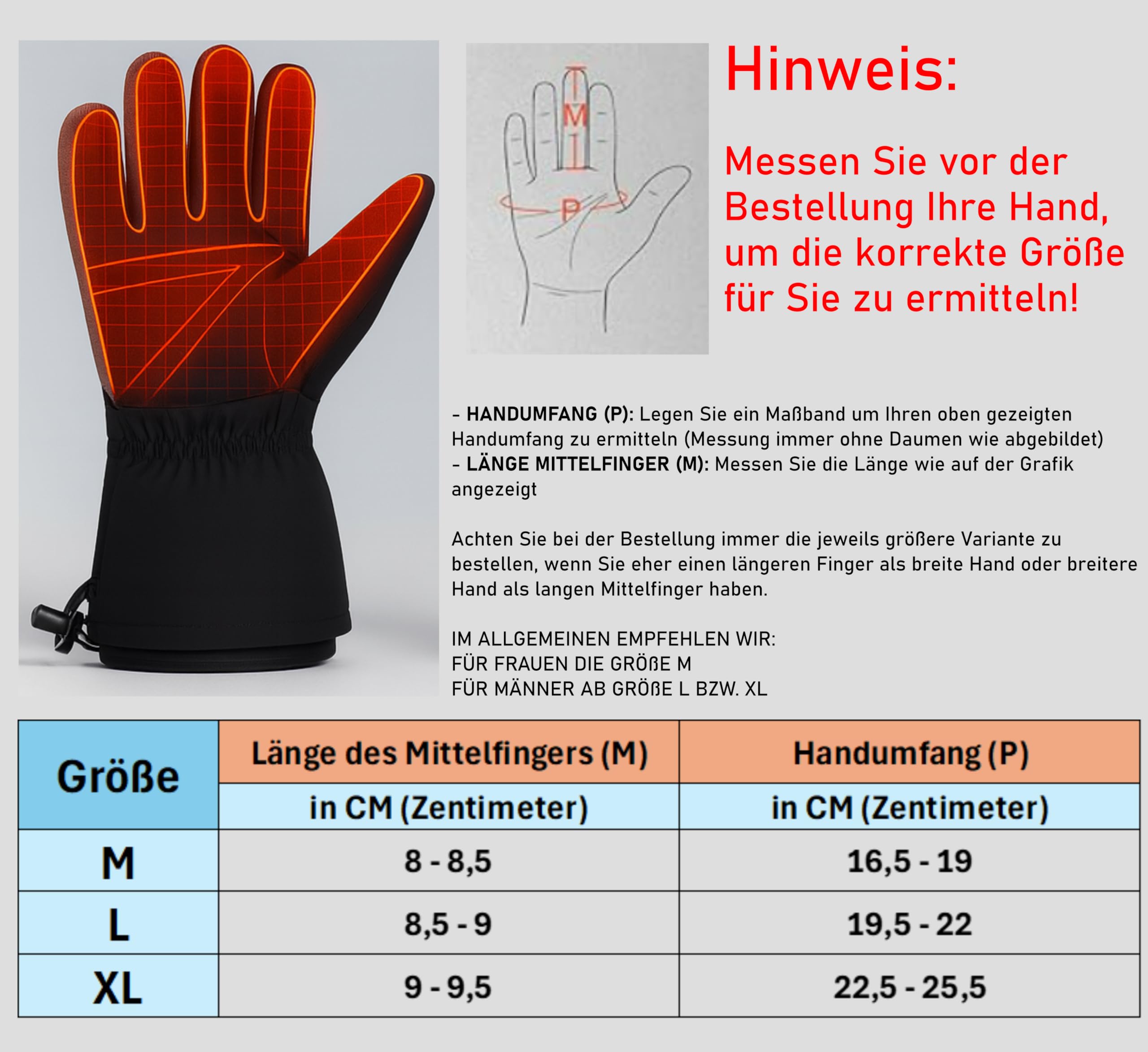 SOUCCESS Beheizbare Handschuhe – 6000 mAh Akku, 3 Heizstufen, Wasserdicht & Winddicht, Touchscreen-kompatibel, Unisex Thermo-Handschuhe für Skifahren, Motorrad, Angeln, Outdoor & Alltag