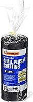 Frost King 350B Black Polyethylene Sheeting 3x50 ft 4 Mil Thick - Heavy Duty Plastic Tarp for Weed Barrier, Moisture Control, Covers