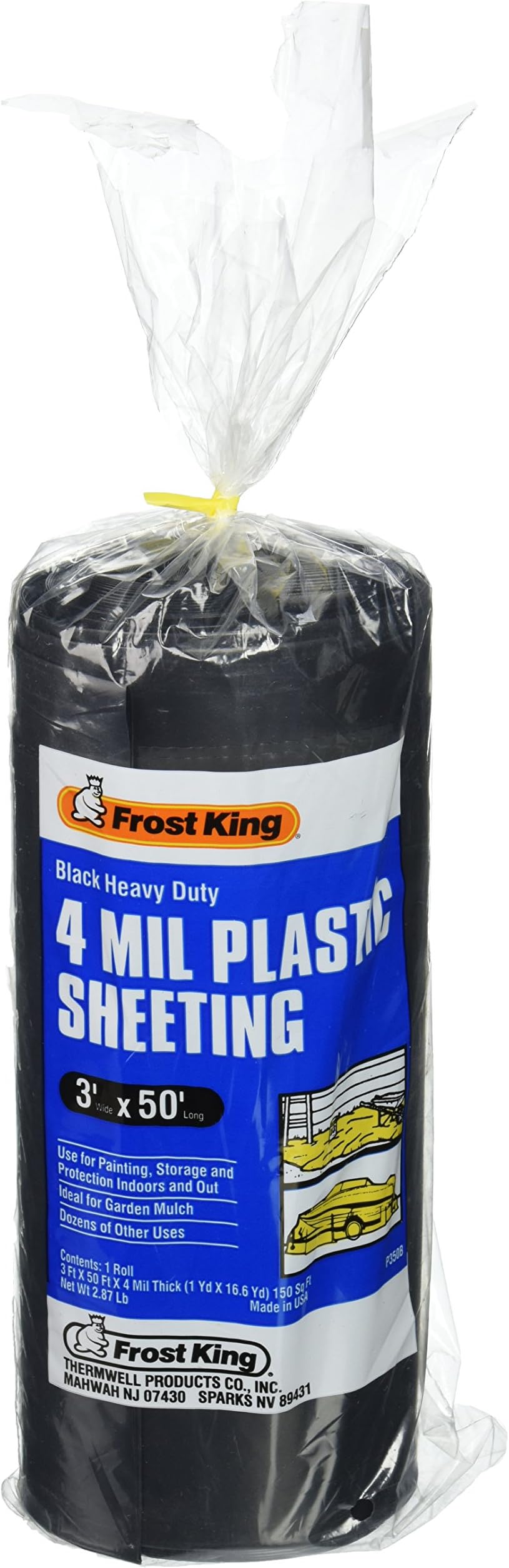 Frost King P350BW 350B Polyethylene Sheeting, 3' x 50' x 4 Mil, Black