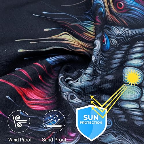 Miniatura 69 de Obacle - Tapabocas con cuello polar y de estilo de pañuelo contra el polvo y el sol para hombre y mujer Calavera Azul Ojo y Nariz