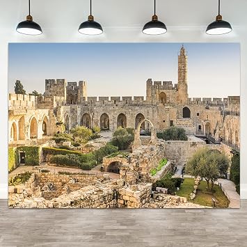 10x8ft Jerusalem Backdrop Israel David Tower Photography Background The Old City Ancient Ruins Historical Sites Travel Holiday Party Banner Decorations Kid Artistic Portrait Photo Booth Prop