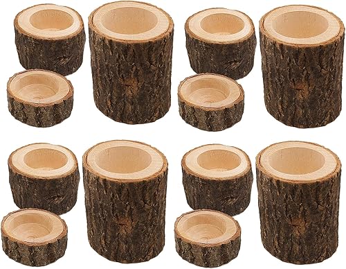 Miniatura 8 de Set of 12 Wooden Tea Light Candle Holders, Personalized Natural Wooden Votive Vintage Tea Light Candle Holders for Rustic Centerpieces for Dining