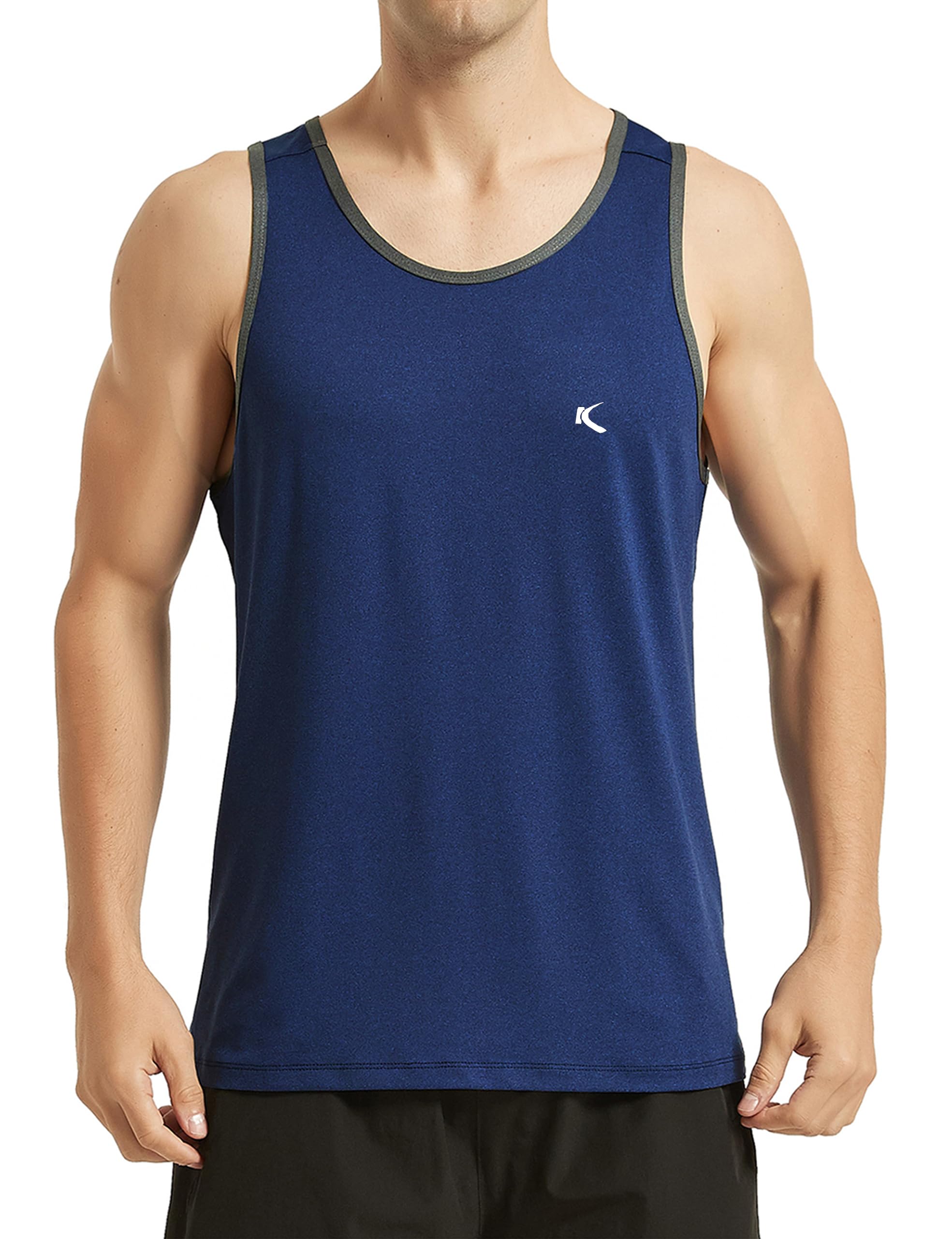 KPSUN Men's Quick Dry Sports Tank Tops Athletic Gym Bodybuilding Fitness Sleeveless Shirts for Beach Running Workout