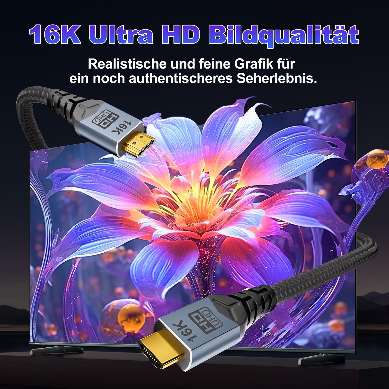 [2Stück hdmi kabel 3meter,16K HDMI 2.2 Kabel, 96Gbit/s High Speed HDMI Kabel, 16K@60Hz 8K@240Hz 4K@480Hz HDMI 2.1 Kabel, kompatibel mit,HDCP 2.2/2.3 für PS5/4, Fire TV, Laptop, PC