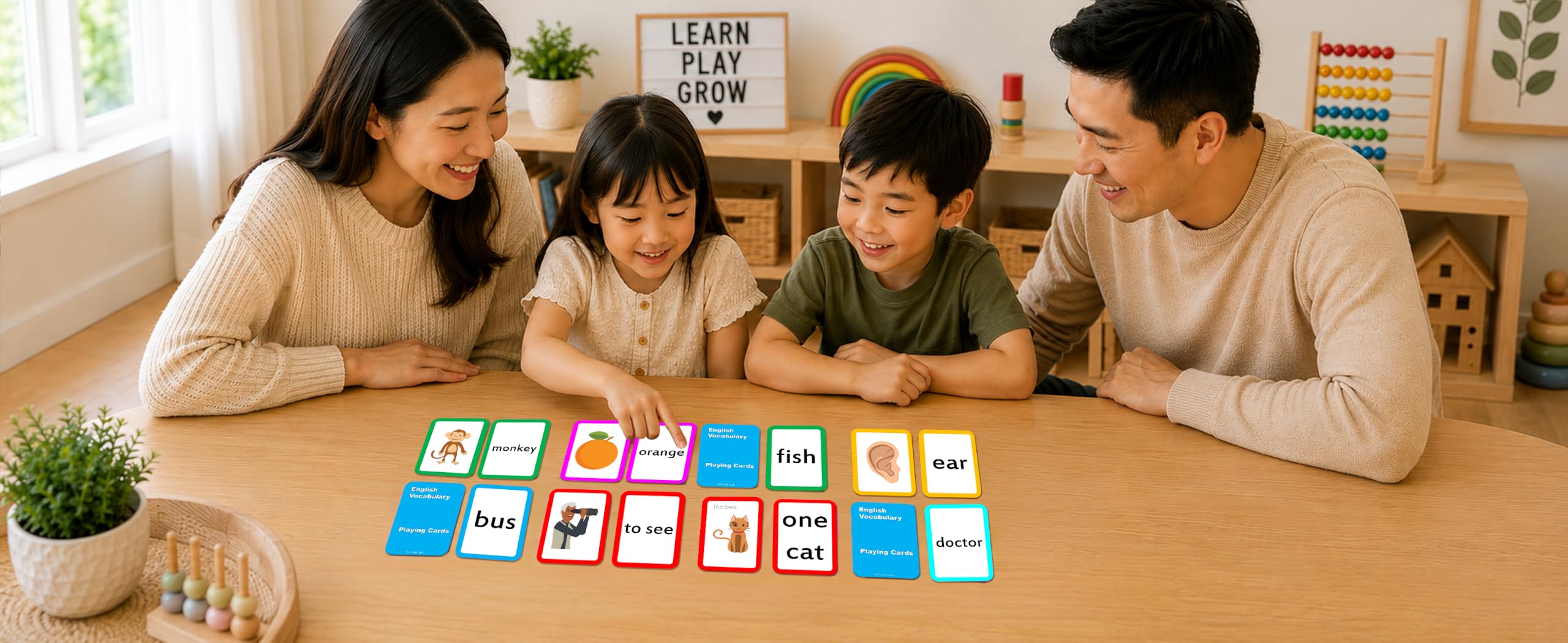 384 Konzentration und Gedächtnis Matching Kartenspiel Spielkarten - Enthält Tiere, Lebensmittel, Familie und vieles mehr