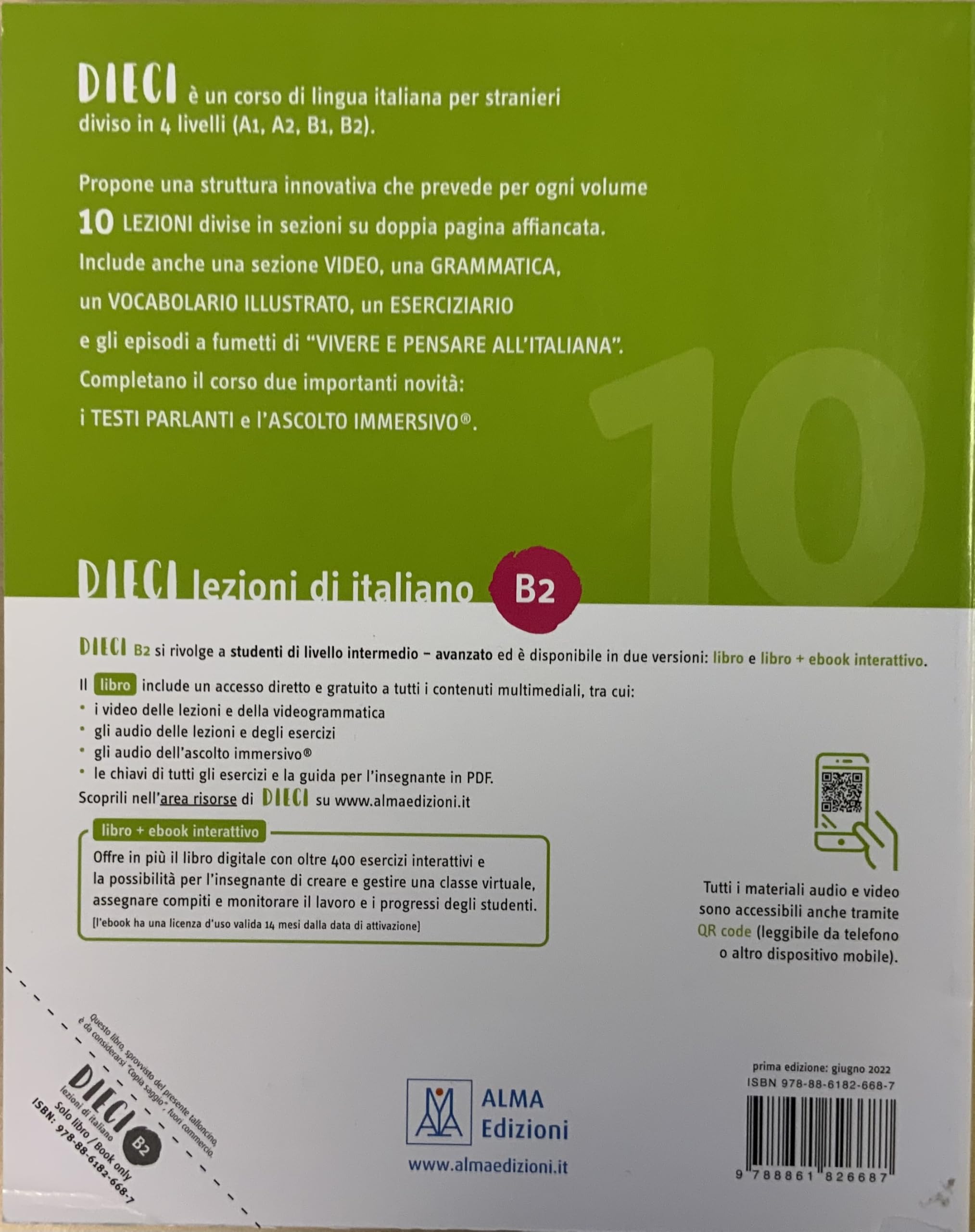 Dieci. Lezioni di italiano. B2: Libro + audio e video online B2