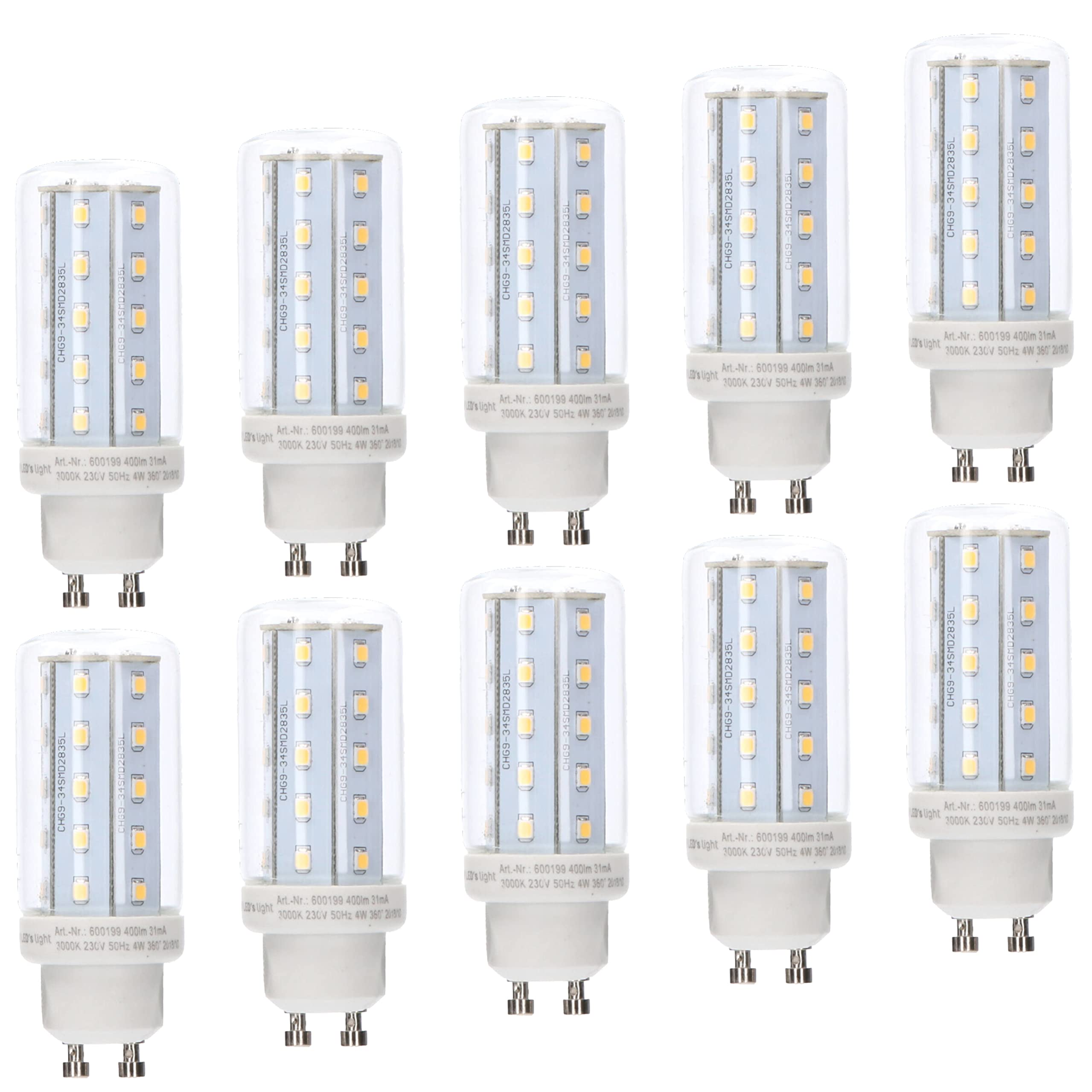 Proventa® LED Stab GU10 4W warmweiß Glas klar CRI97 für beste Farbwiedergabe 10er Sparpack