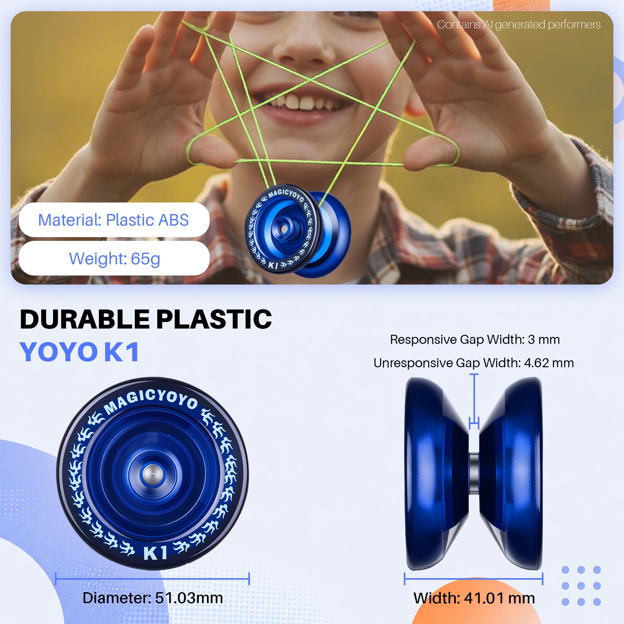 MAGICYOYO Responsive YoYo K1-Plus with Yoyo Bag + 12 Yoyo Strings