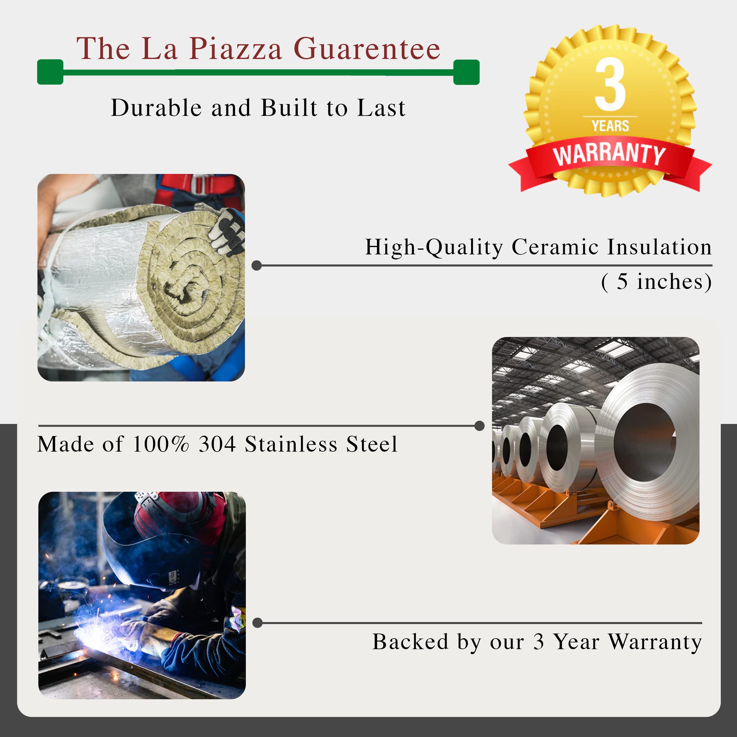 Amazon.com: La Piazza Grosso Counter Top - Outdoor Pizza Oven - Wood  Burning Oven - Stainless Steel Pizza Oven - 34 x 45” Cooking Surface :  Home u0026 Kitchen