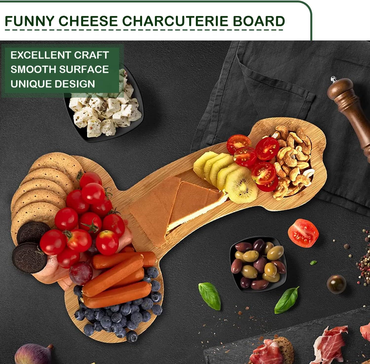 Funny Shape Cheese Charcuterie Boards, Extra Large Aperitif Board Wood Platter for Adults Bachelorette Party Gag Gifts Housewarming Gift