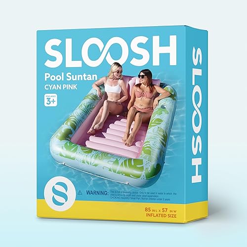 Miniatura 7 de Sloosh Tumbona inflable XL para adultos, 85 x 57 pulgadas, flotadores extra grandes de 85 x 57 pulgadas, flotadores para piscina, tina bronceadora,