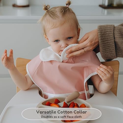 Miniatura 3 de Babero impermeable de 6 capas para bebé, reversible, ajustable, lavable, resistente al aceite de manchas, 6-36 meses, paquete de 2, babero de comida