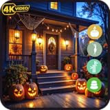 ハロウィーンの不気味なお化け屋敷の雰囲気と不気味な夜の音