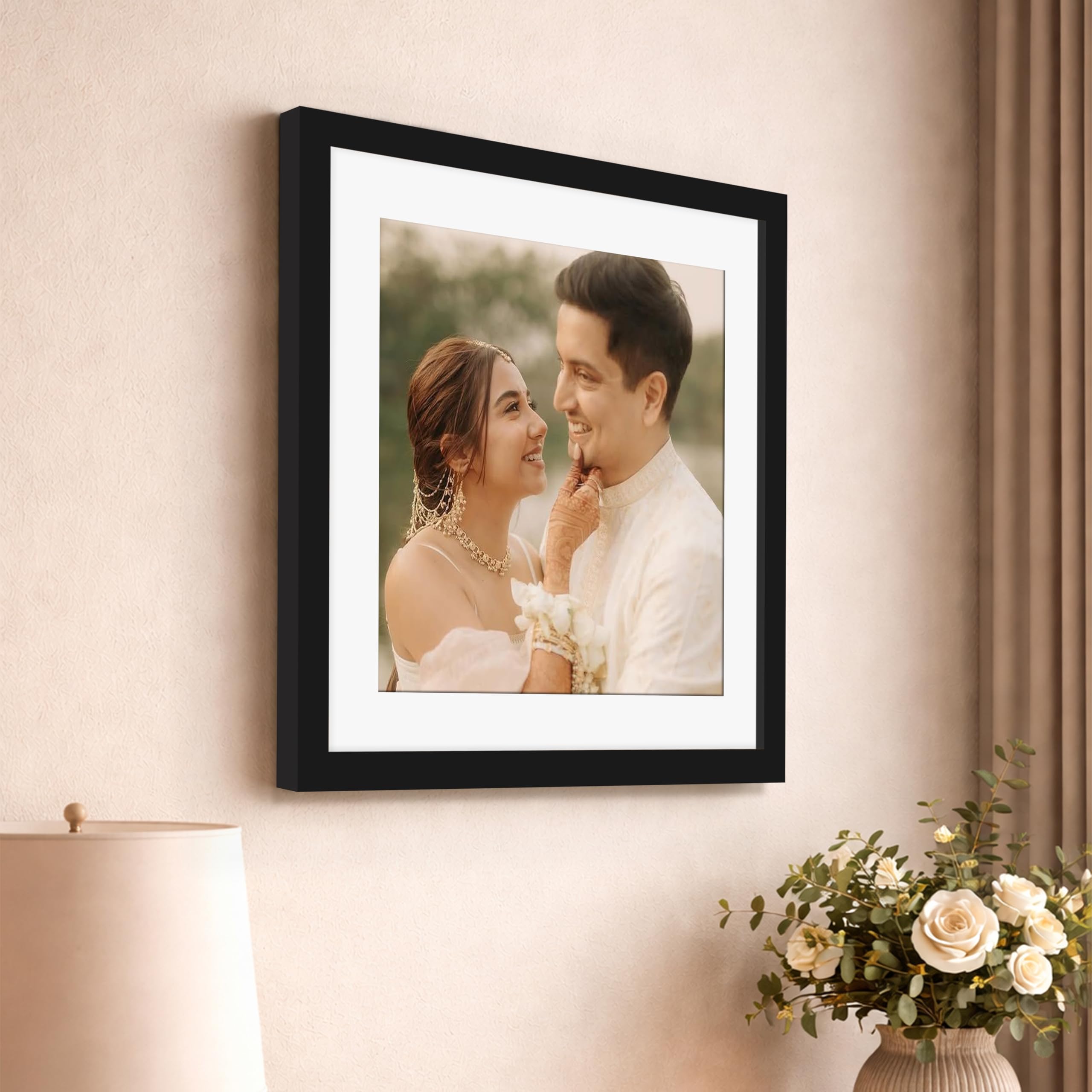 Art Street Synthetic Document Large Size Wall Photo Frame, Big Frames For Wall Artwork, Certificates, Picture & Photographs Home Decor (16x16 Inch, Matted To: 12X12 Inch, Black)
