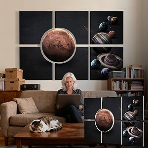 BUBOS 7 Pack Art Acoustic Panels Soundproof Wall Panel,70.8X47.2 Inches Large Sound Absorbing Panel,Self-Adhesive Decorative Acoustical Wall Panels, Acoustic Treatment for Home OfficeMars