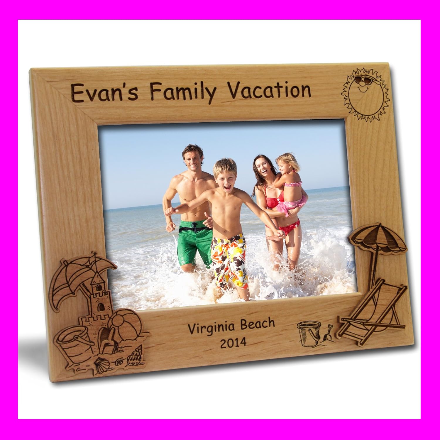 Personalized Custom Engraved 5x7 Beach Vacation Picture Frame