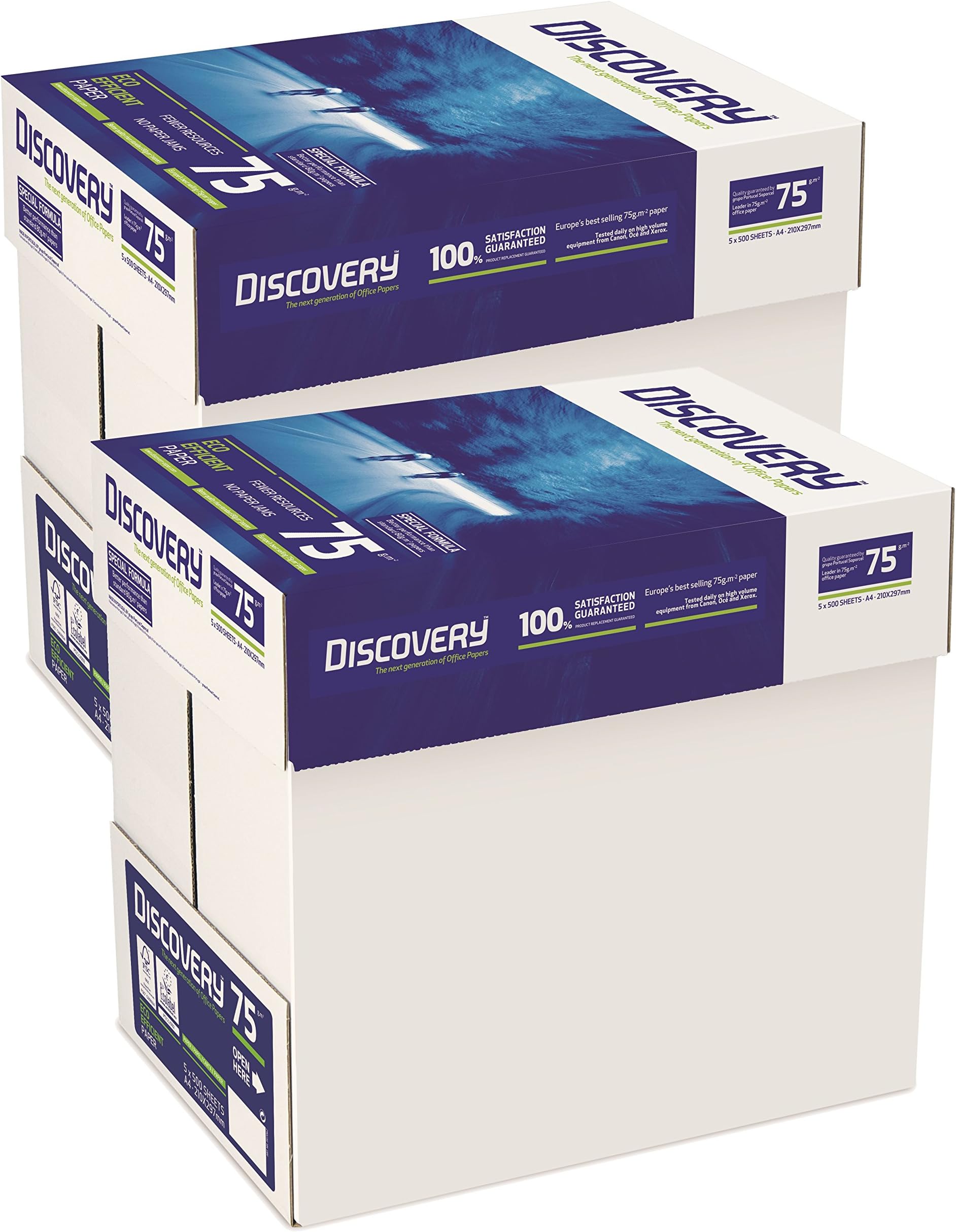 Discovery 70g/m²Papier in A4Format 75 g/m² 10 x Reams (5,000 Sheets