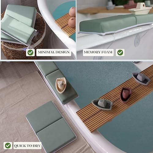 Miniatura 8 de Cómodo juego de rodilleras y codos de baño sin bolsillos, almohadilla para rodillas para bañera con espuma viscoelástica y organizador de juguetes
