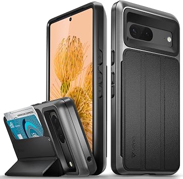 VENA vCommute for Google Pixel 7 Wallet Case, [Military Grade Drop Protection] 2022 Flip Leather Cover Slot Card Holder with Kickstand - Black