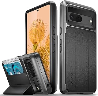 vCommute Compatible with Google Pixel 7 (2022) Wallet Case (Military Grade Drop Protection) Leather Flip Wallet Case Card Slot Kickstand Phone Cases Cover (Space Grey)