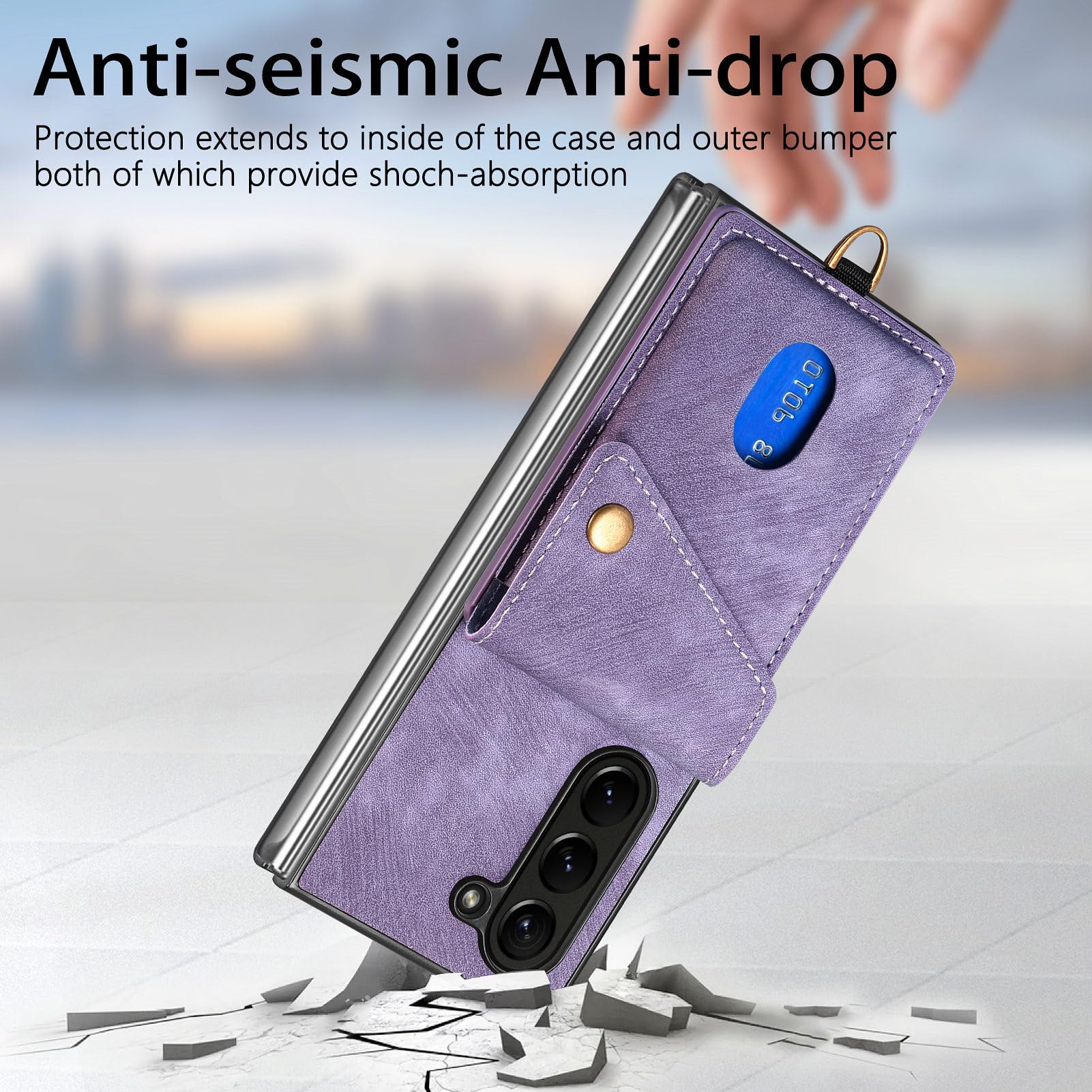 Custodia A Portafoglio For Samsung Galaxy Z Fold 8 Ultra, Chiusura Magnetica Protettiva Con Cinghia Da Mano Porta Carte Di Credito Funzione Cavalletto Cover For Telefono Cover In Pelle(Purple)