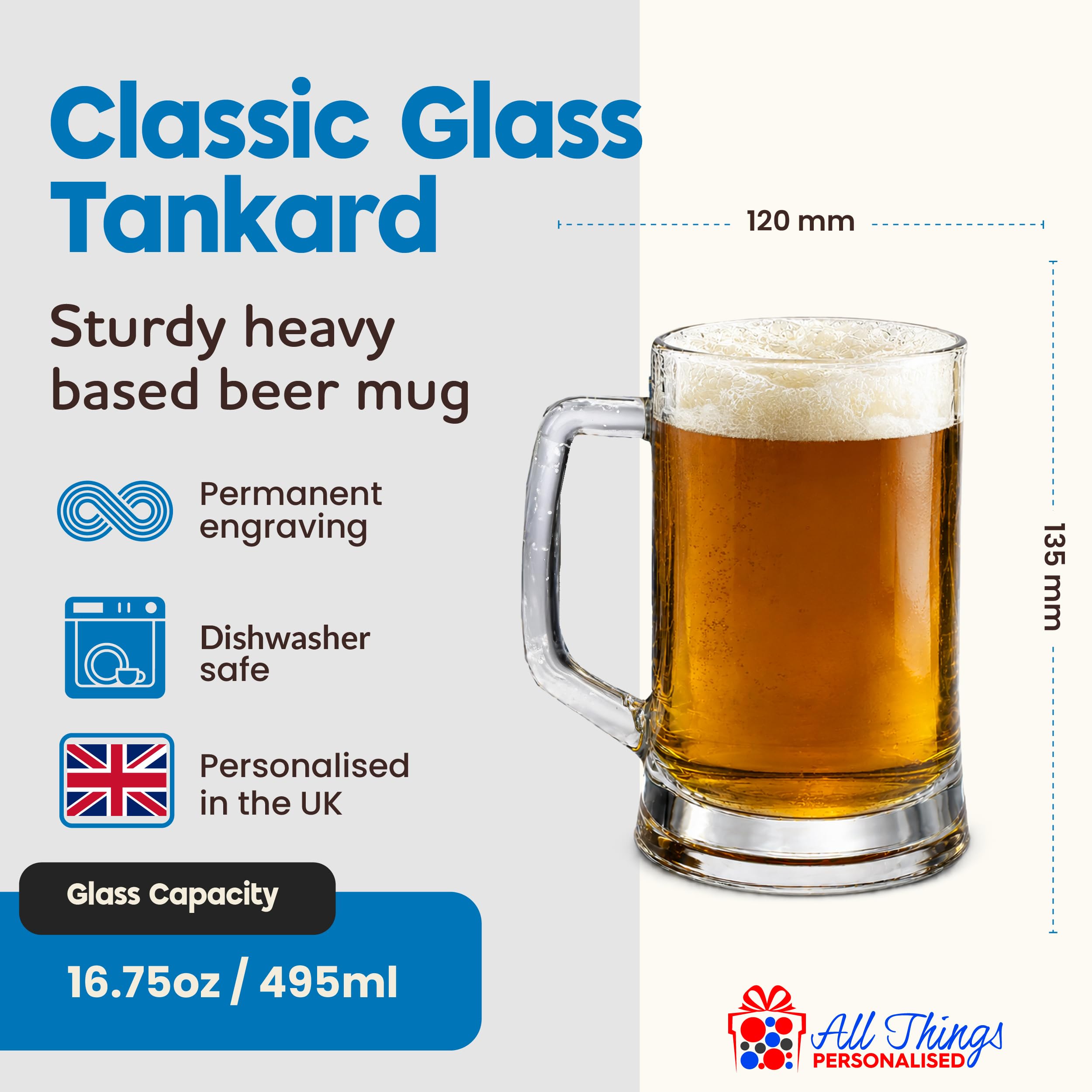 Verre à bière gravé, ordonnance personnalisée pour motif de bière, capacité de 475 ml, boîte cadeau, cadeau amusant pour lui