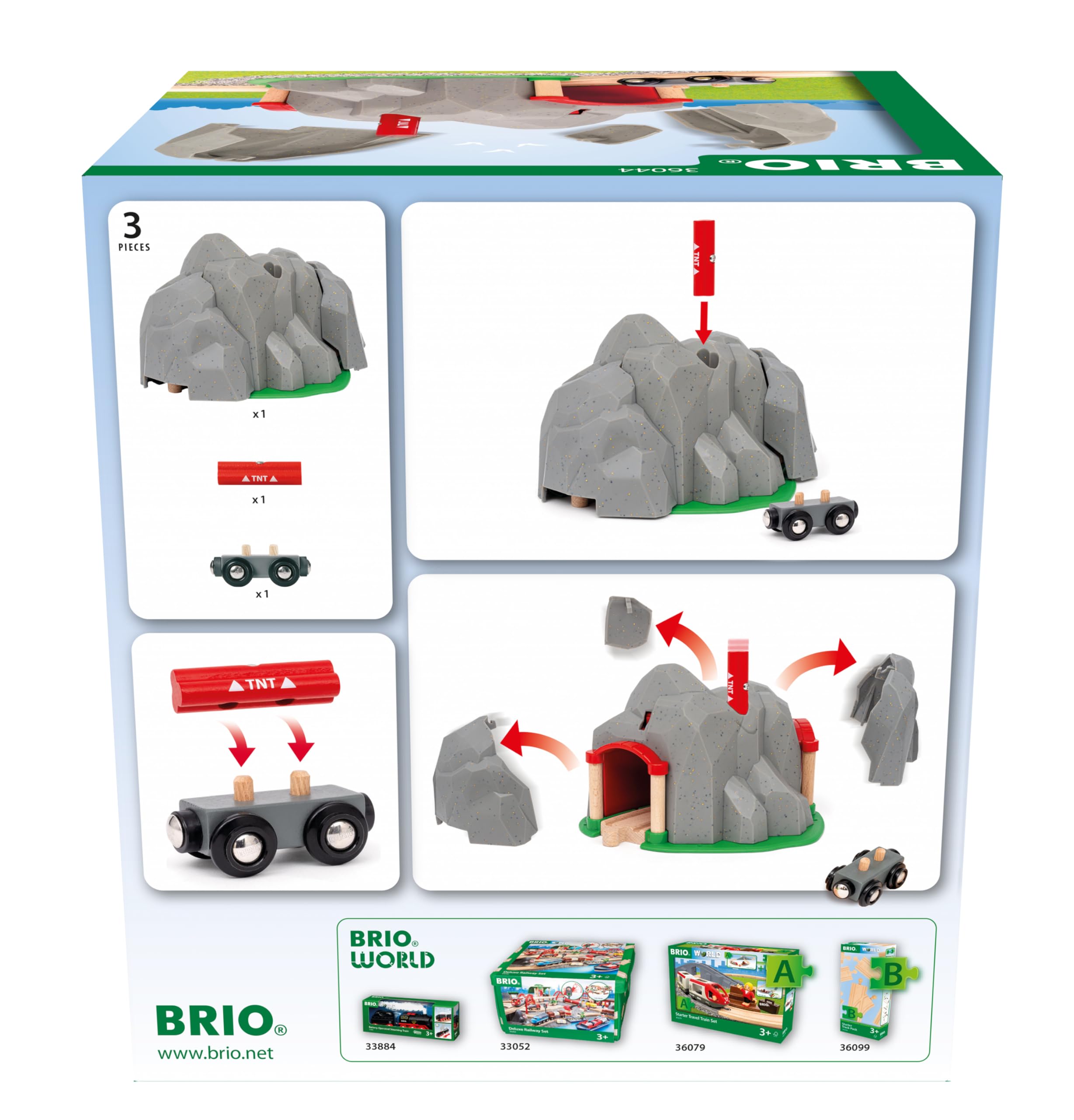 BRIO World - 36044 Tunnel mit Sprengfunktion | Zugset für Kinder ab 3 Jahren