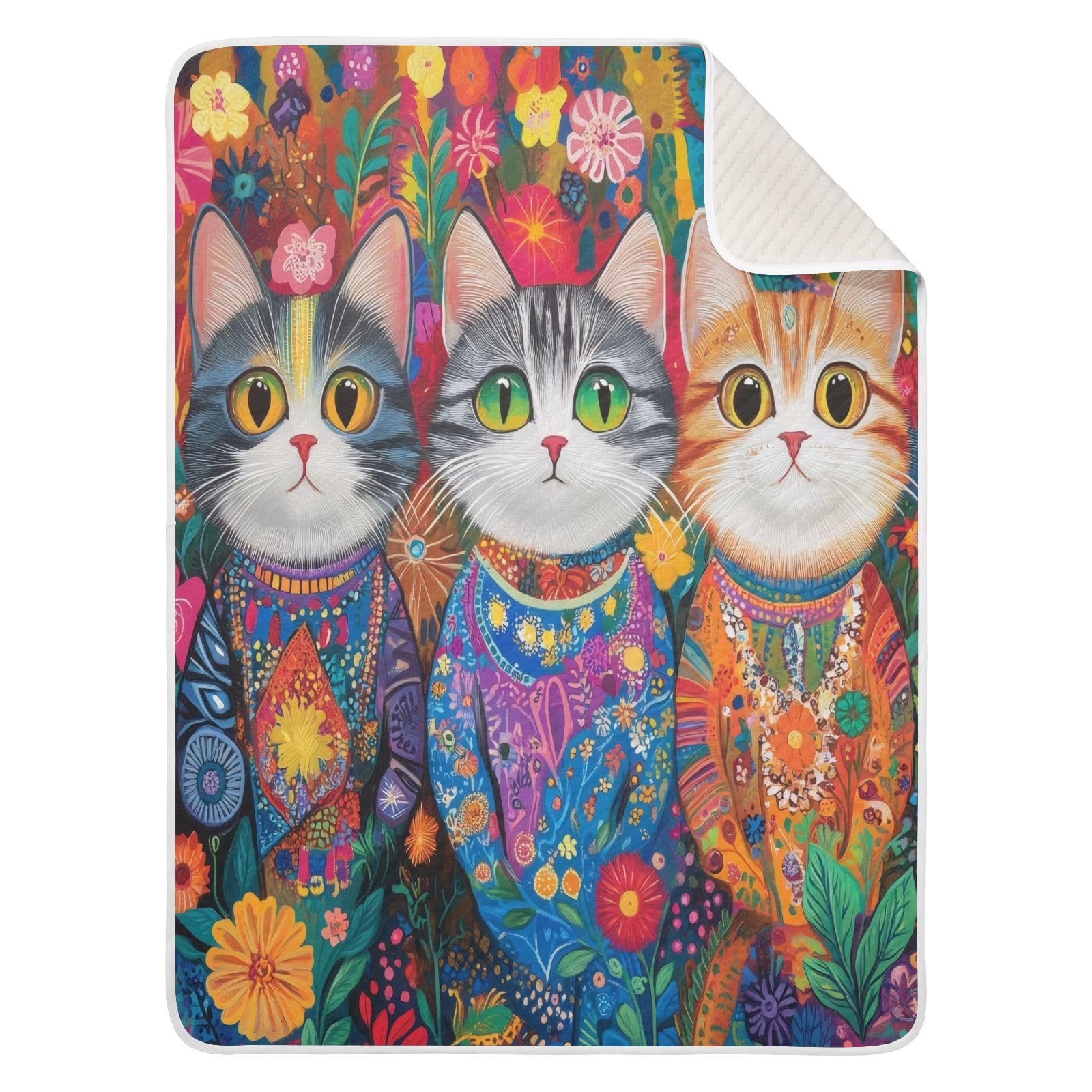 Burbuja Pretty Cats Baby Blanket for Boys Girls, Nursery Soft Warm Swaddling Receiving Baby Blankets, 30x40 in Toddler Blanket