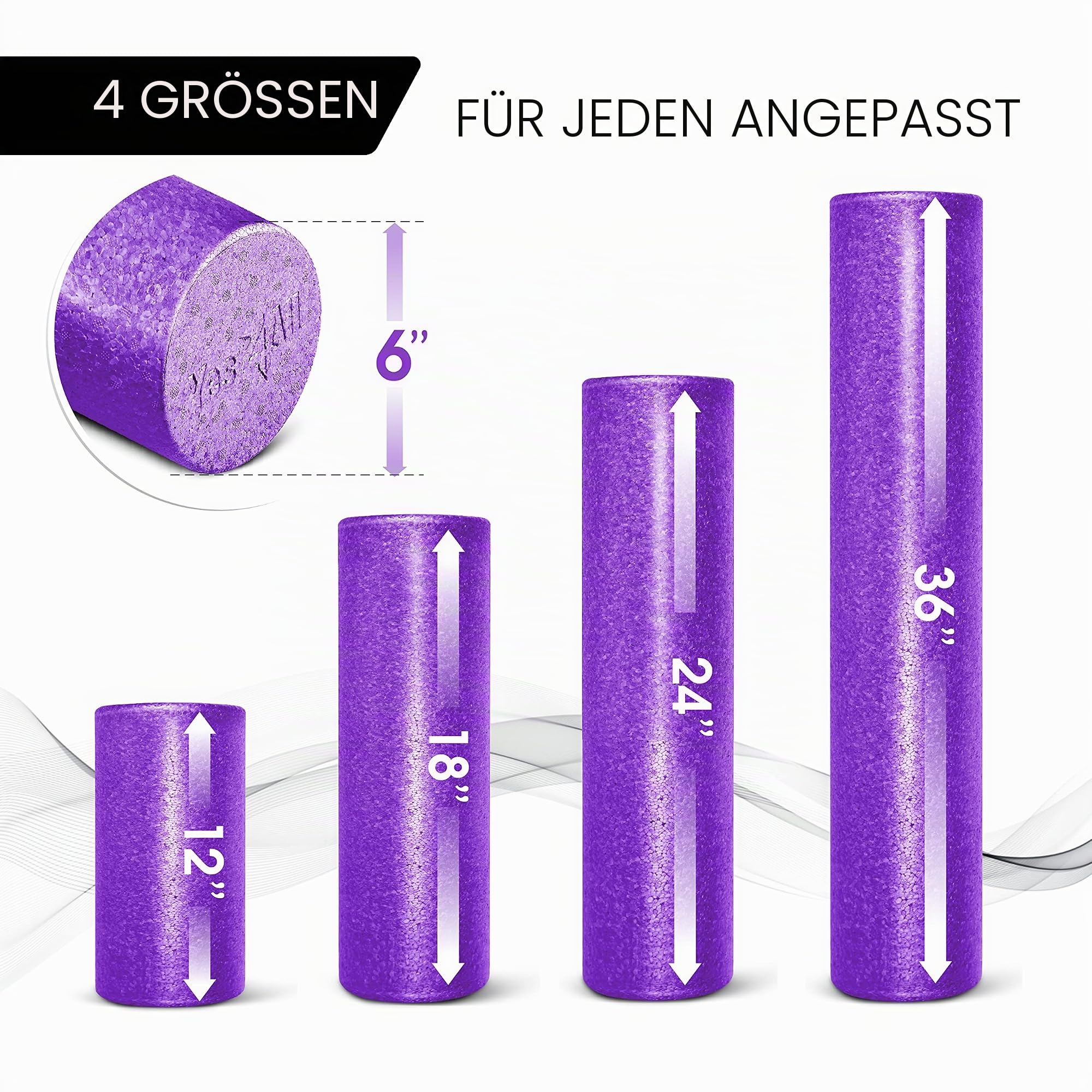 Yes4All Hochdichter EPP Runder Rücken-Foam Roller, Trainingsrolle für Yoga, Pilates & Dehnen – 30, 45, 60, 90 cm