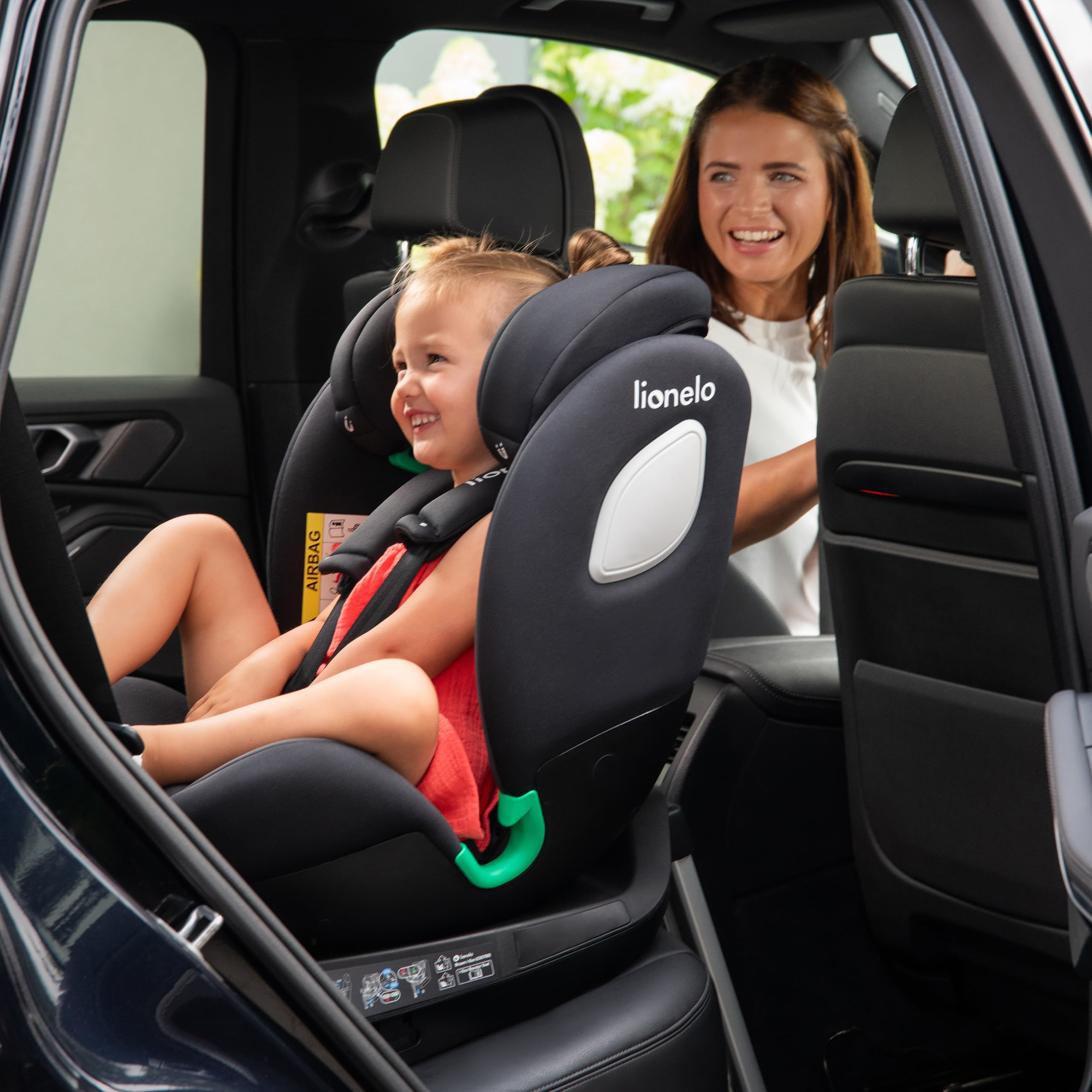 LIONELO BRAAM i-Size Silla de Coche para Bebé Giratoria 0-36kg, Instalación Delantera y Trasera, sistema de anclaje ISOFIX+, pie estabilizador, Reposacabezas y Respaldo Ajustable