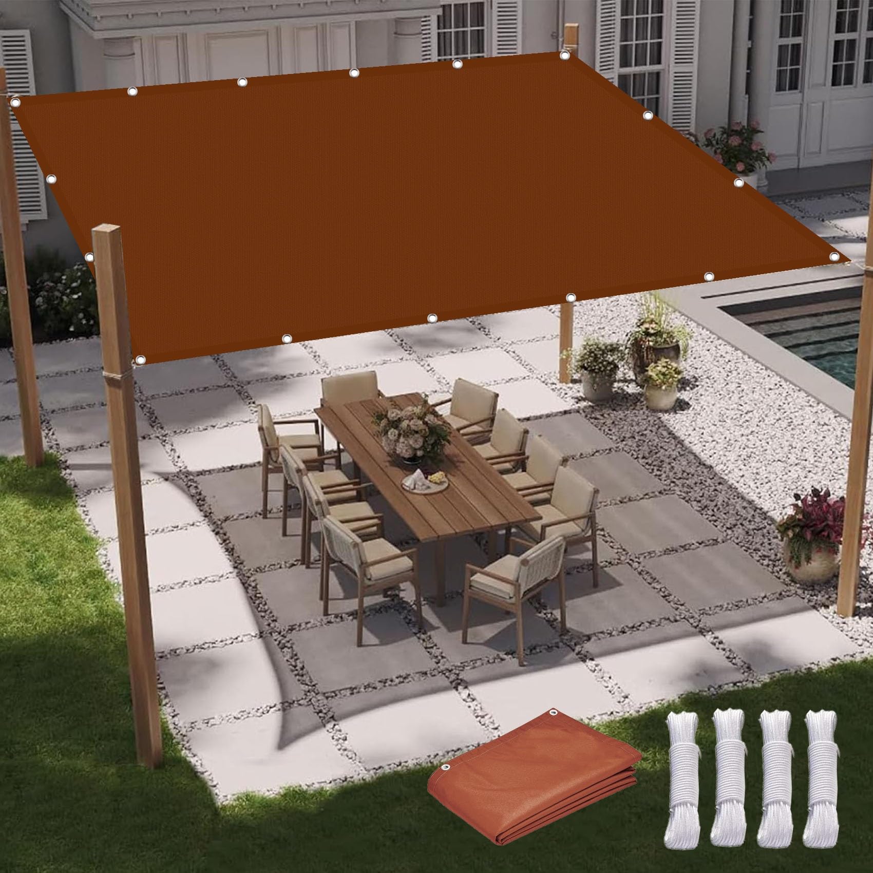 Voile d'ombrage anti-UV 98% et imperméable pour terrasse et jardin