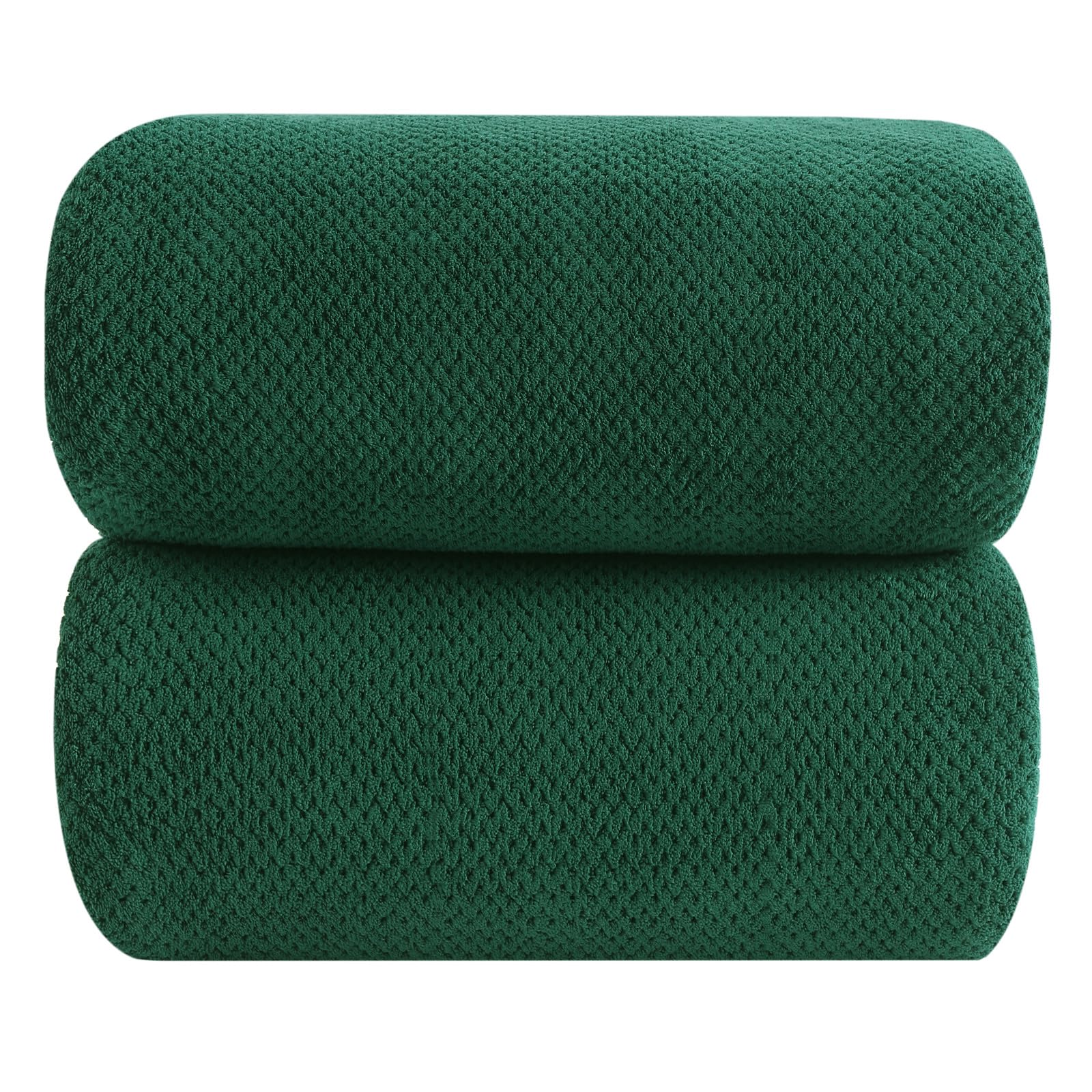 YTYC Asciugamani, 90 x 200 cm, asciugamani da bagno oversize per adulti, set di asciugamani da bagno extra large, in microfibra super morbida, 80% poliestere (verde scuro, 2 pezzi)