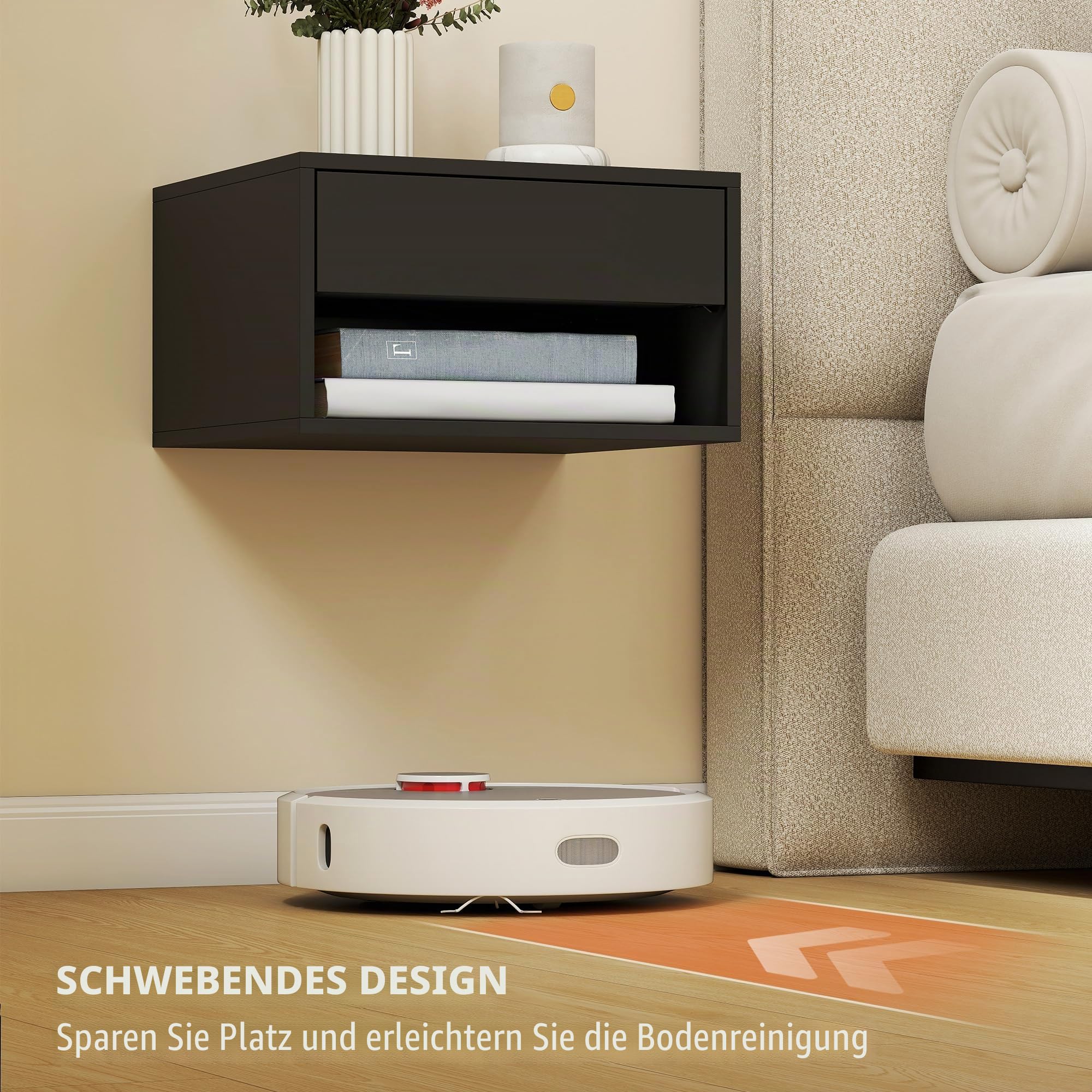 HOMCOM Schwebende Nachttische Set von 2, Schwarz