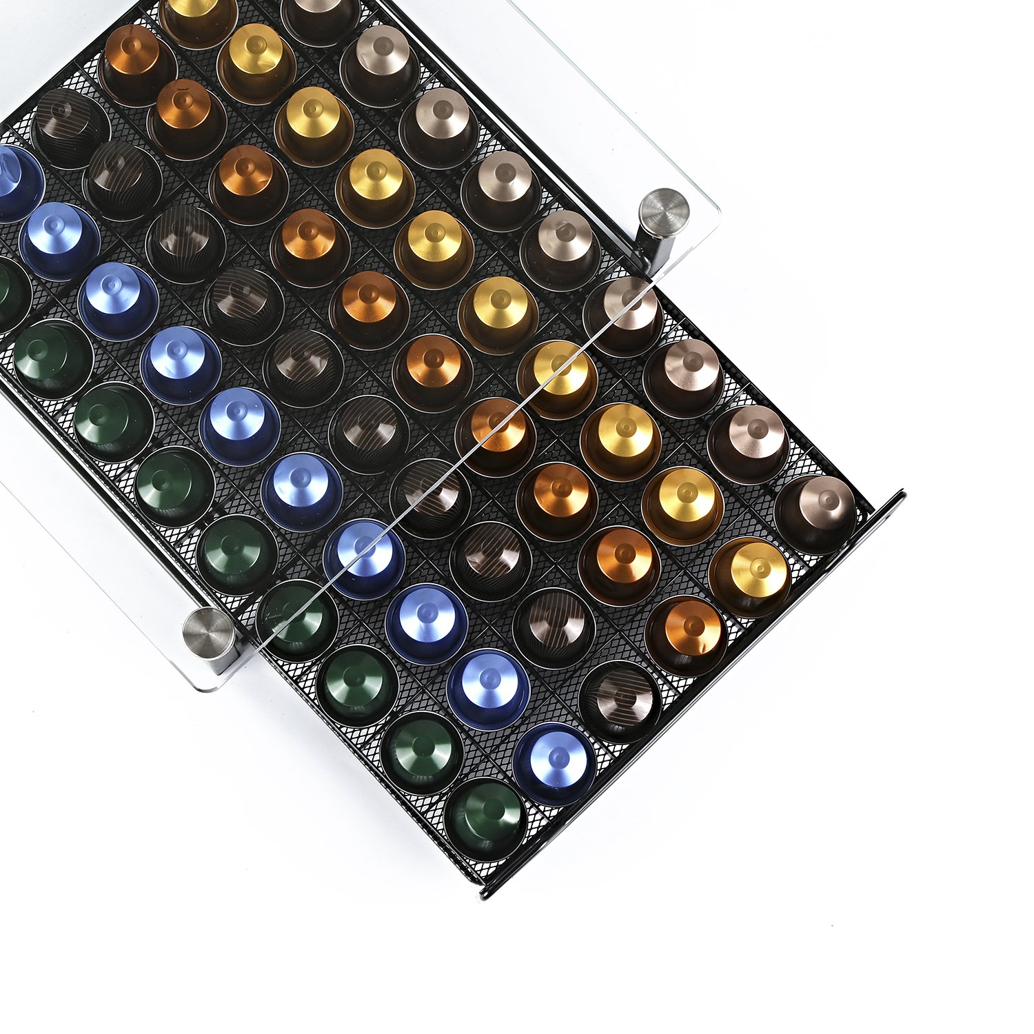 HiveNets Nespresso Kaffee Kapsel Halter Kapselständer Kapseln Hartglas Schubladen Organiser für 60 Stück