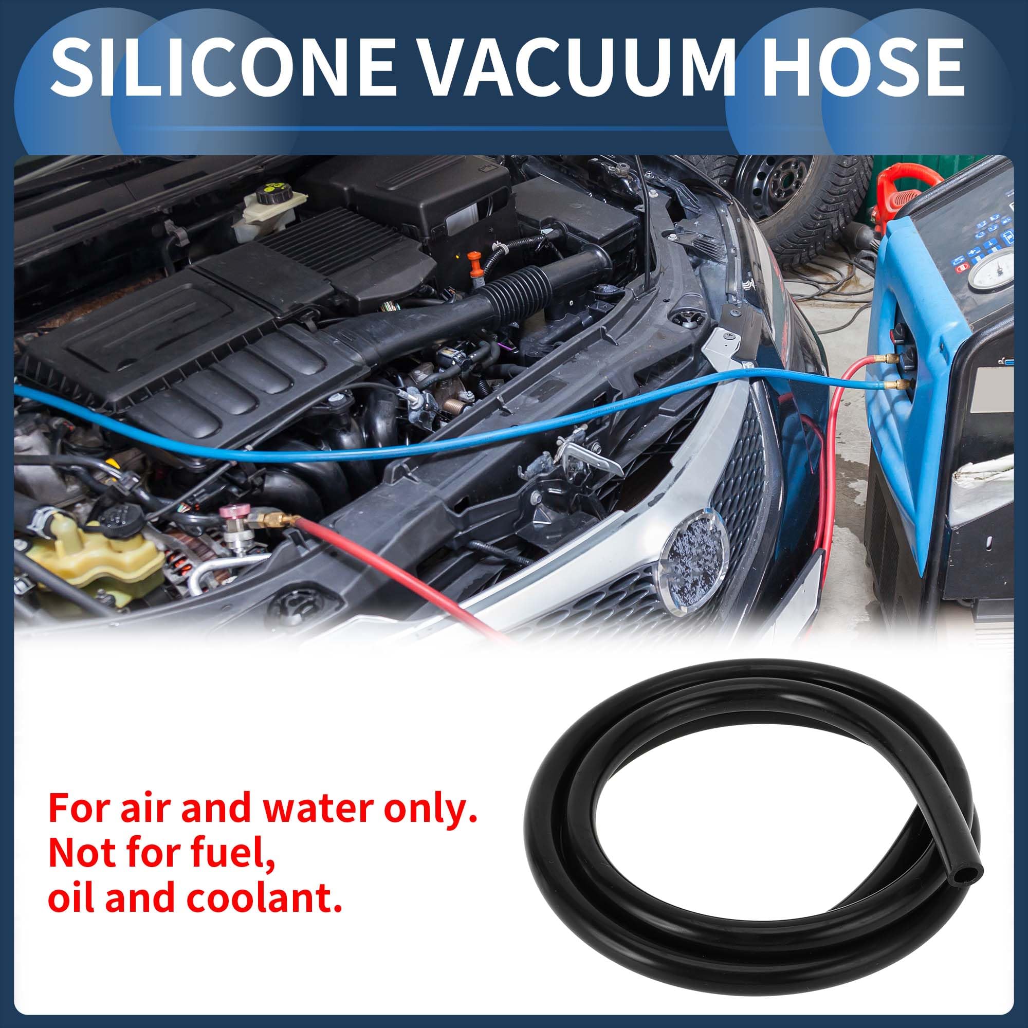 Tubo in Silicone per Aspirazione Motore 6FT 3/8" 10mm ID 2.5mm Spessore Auto Tubo in Silicone Nero ad Alta Temperatura