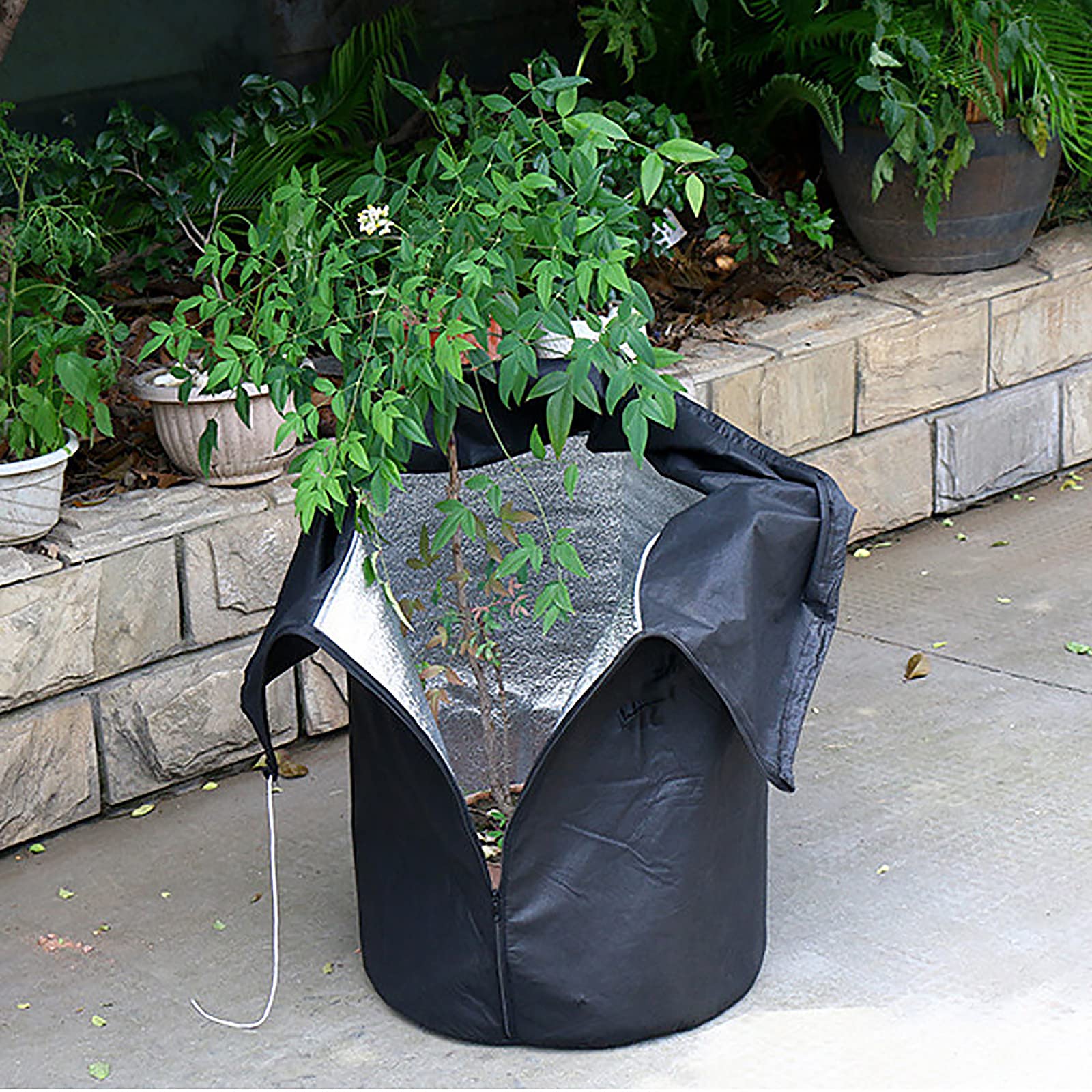 Confezione da 3 coperture per vasi da fiori per l'inverno, protezione antigelo per piante da giardino, con coulisse e cerniera, per piante in vaso, arbusti, alberi da frutto