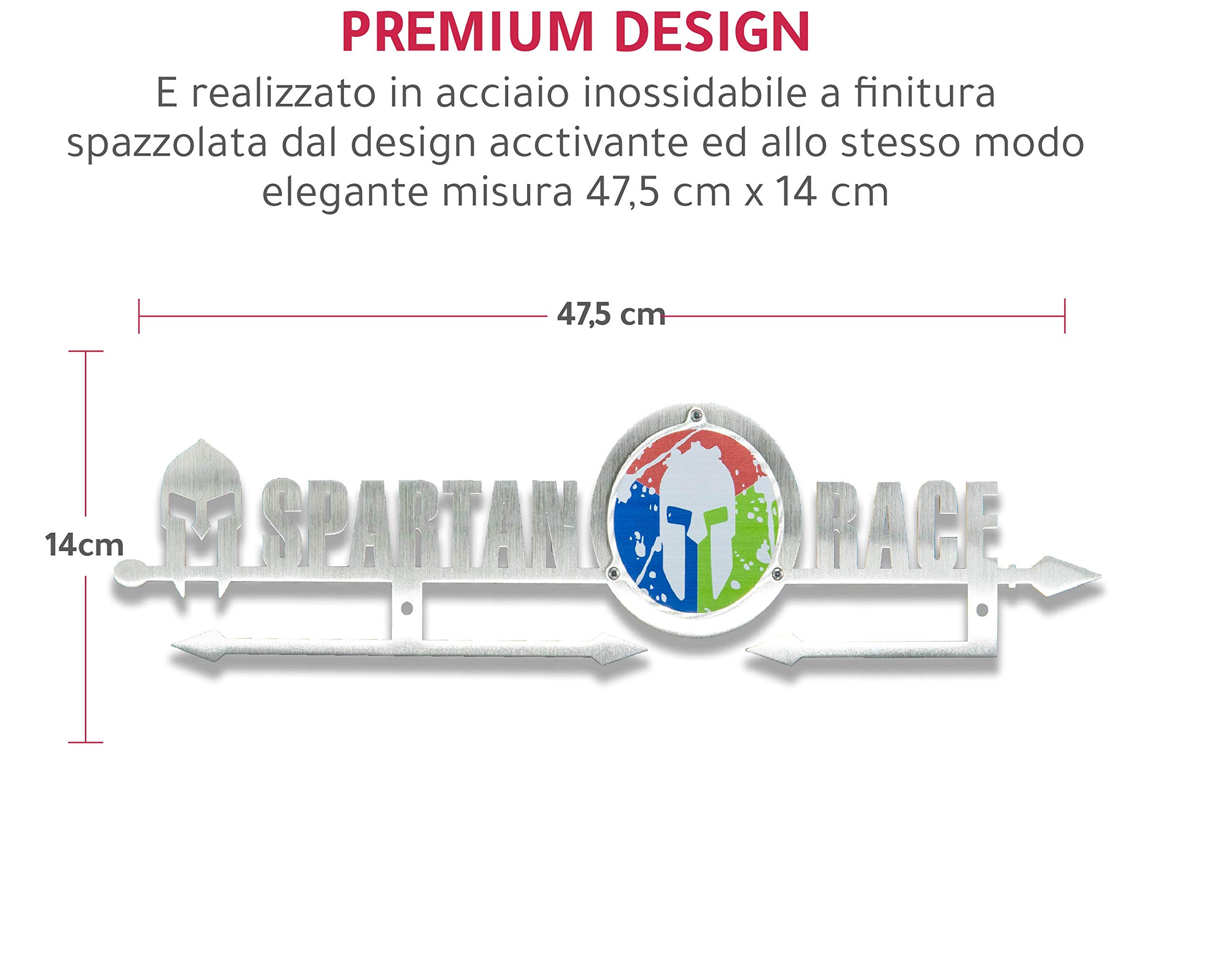 Porta Medaglie Accessori Medal Display da Parete Muro Spartan Race Ocr Medagliere Acciao Inox Spazzolato Trifecta Hanger Gara Medaglia Espositore