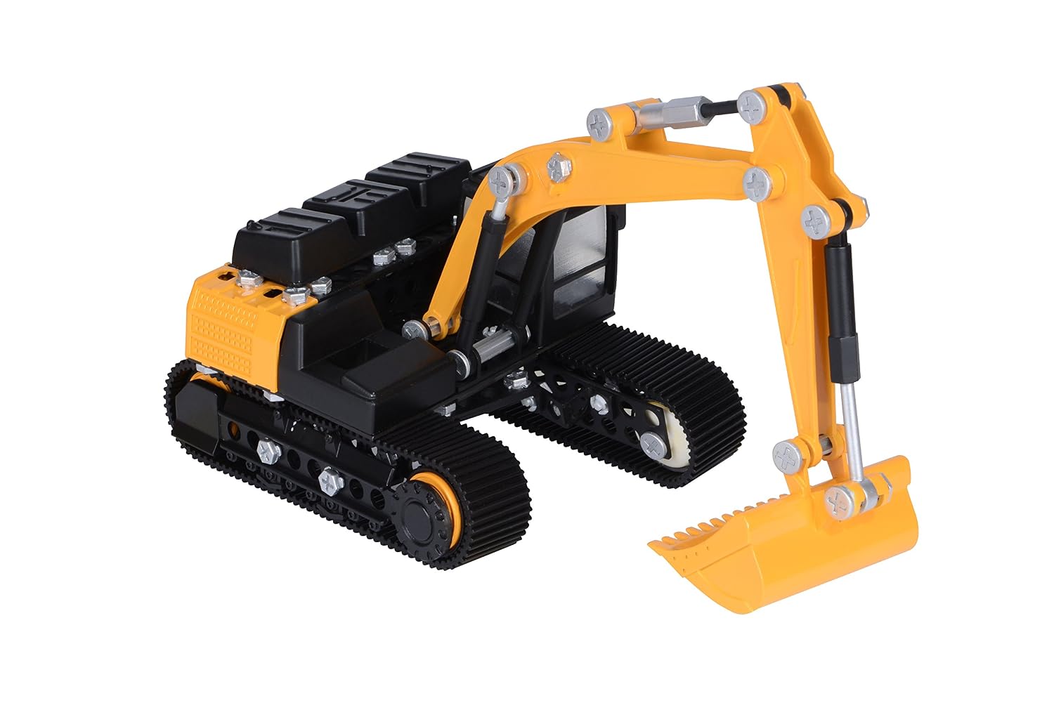 Fully assembled Nikko CAT Machine Maker Apprentice Excavator in yellow and black