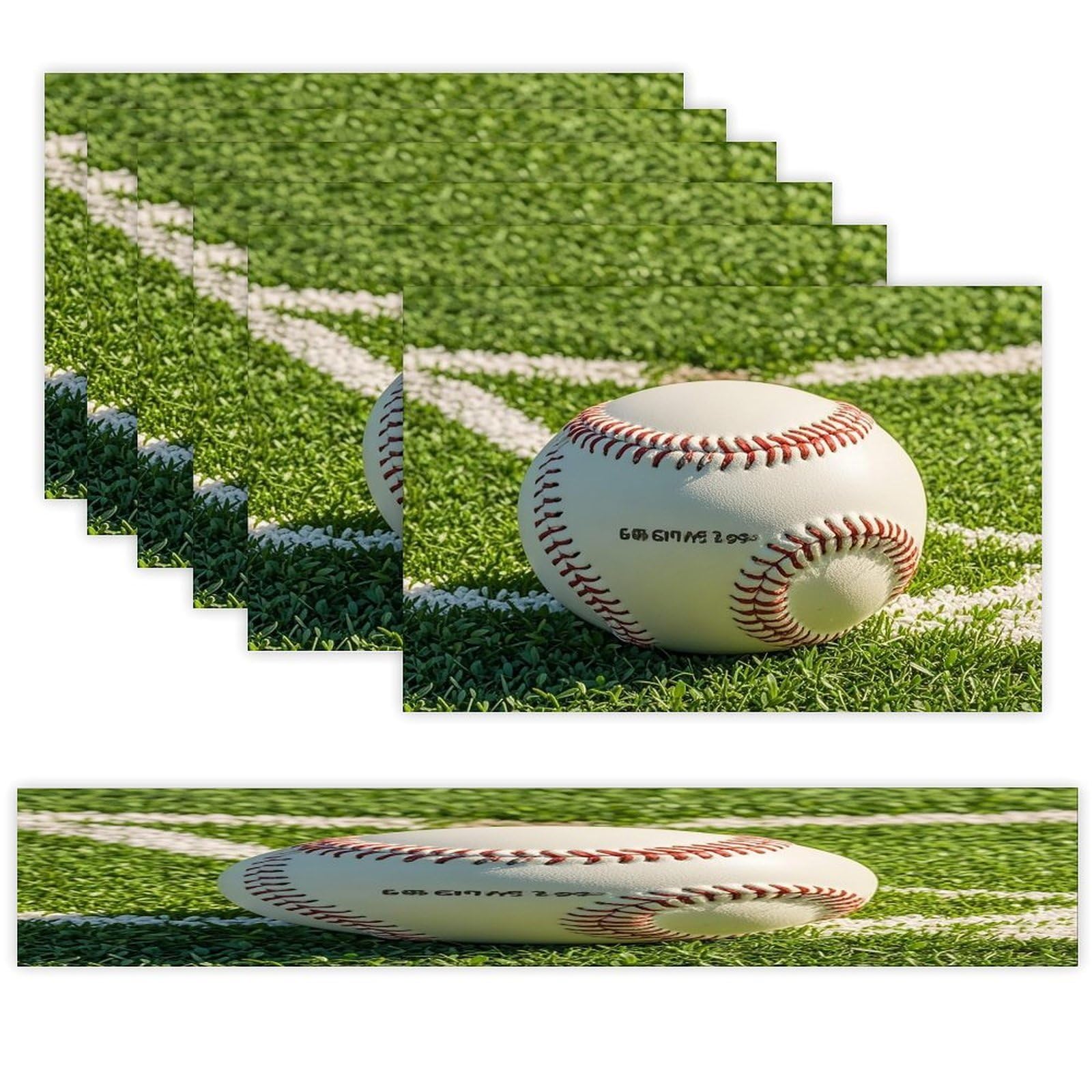 Green Baseball Field Backdrop Table Runner and Placemats Set of 6 Heat Resistant Table Runner Place Mats Modern Cloth Table Mat Washable Linen Placemat Festive Reusable Set