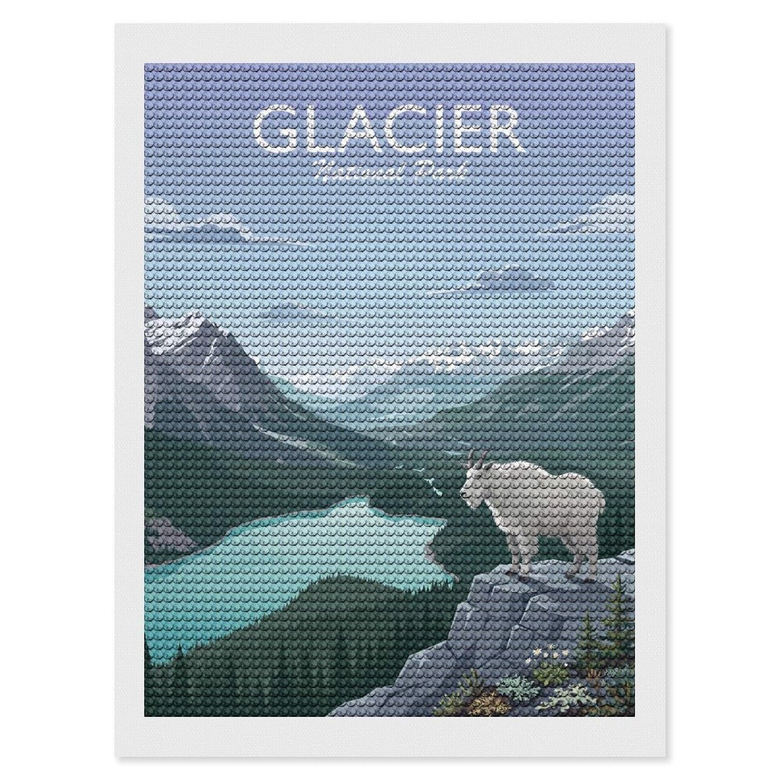 Junmoney Glacier National Park Diamond Art Canvas 12"x16", for Adults, Good for Quiet Evenings, Bedroom Decor, Festive Craft Gift, Easy to Enjoy
