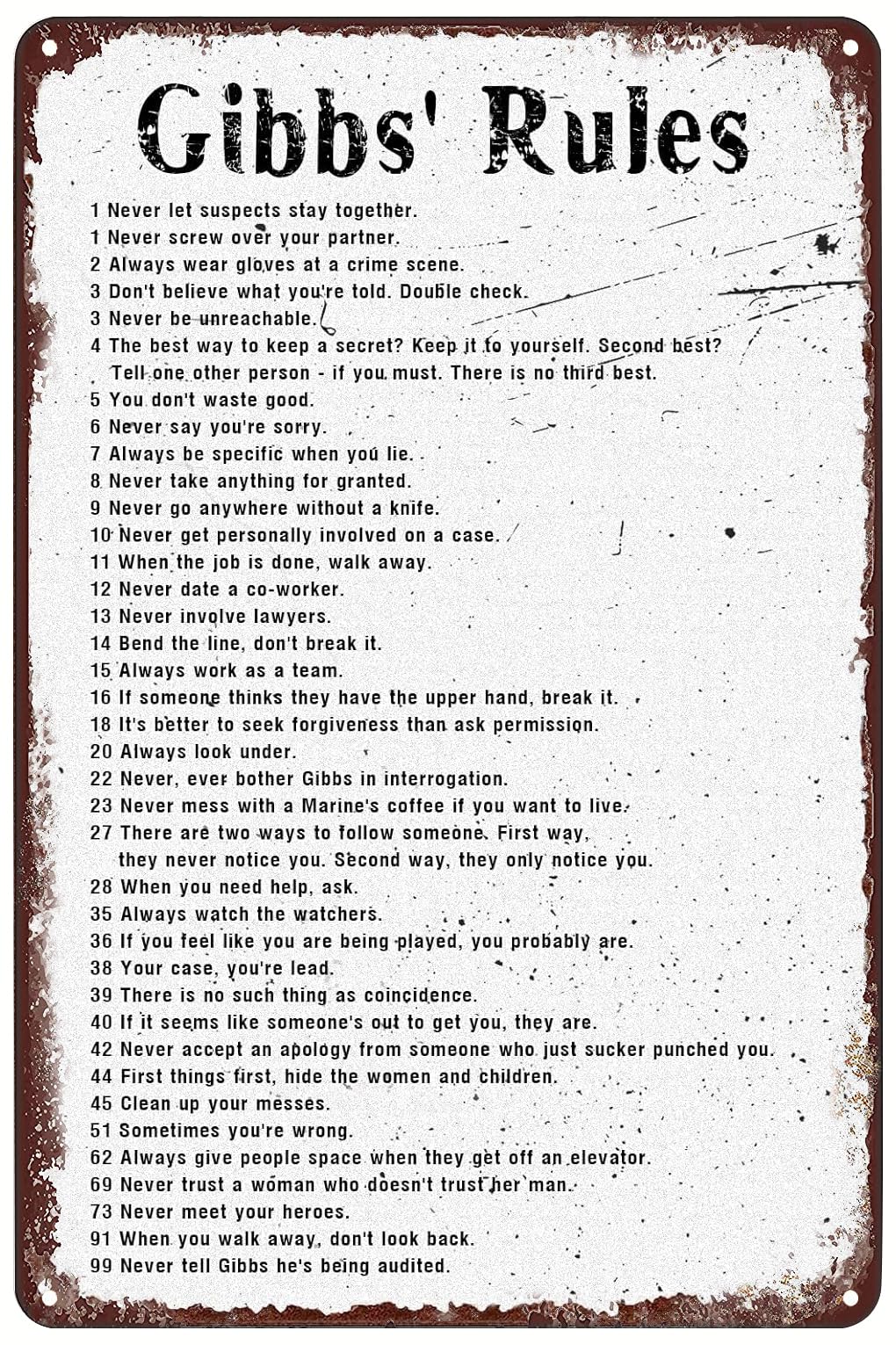Metal Tin Sign Gibbs rules Retro Cafe Bar Living Room Bathroom Kitchen Home Art Wall Decoration Plaque 8x12inch