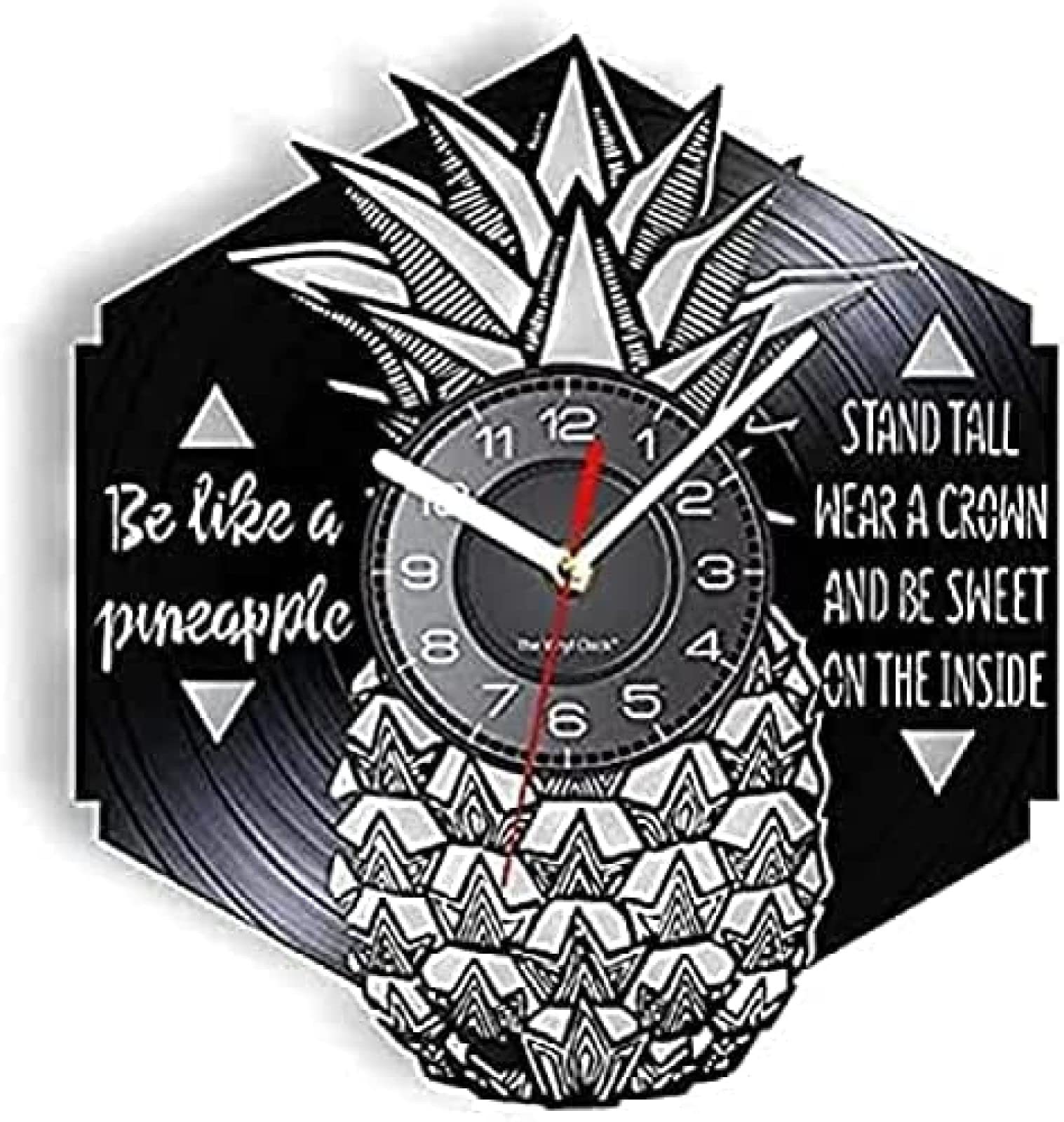 Horloge murale ananas citation en vinyle recyclé, le cadeau décoratif idéal