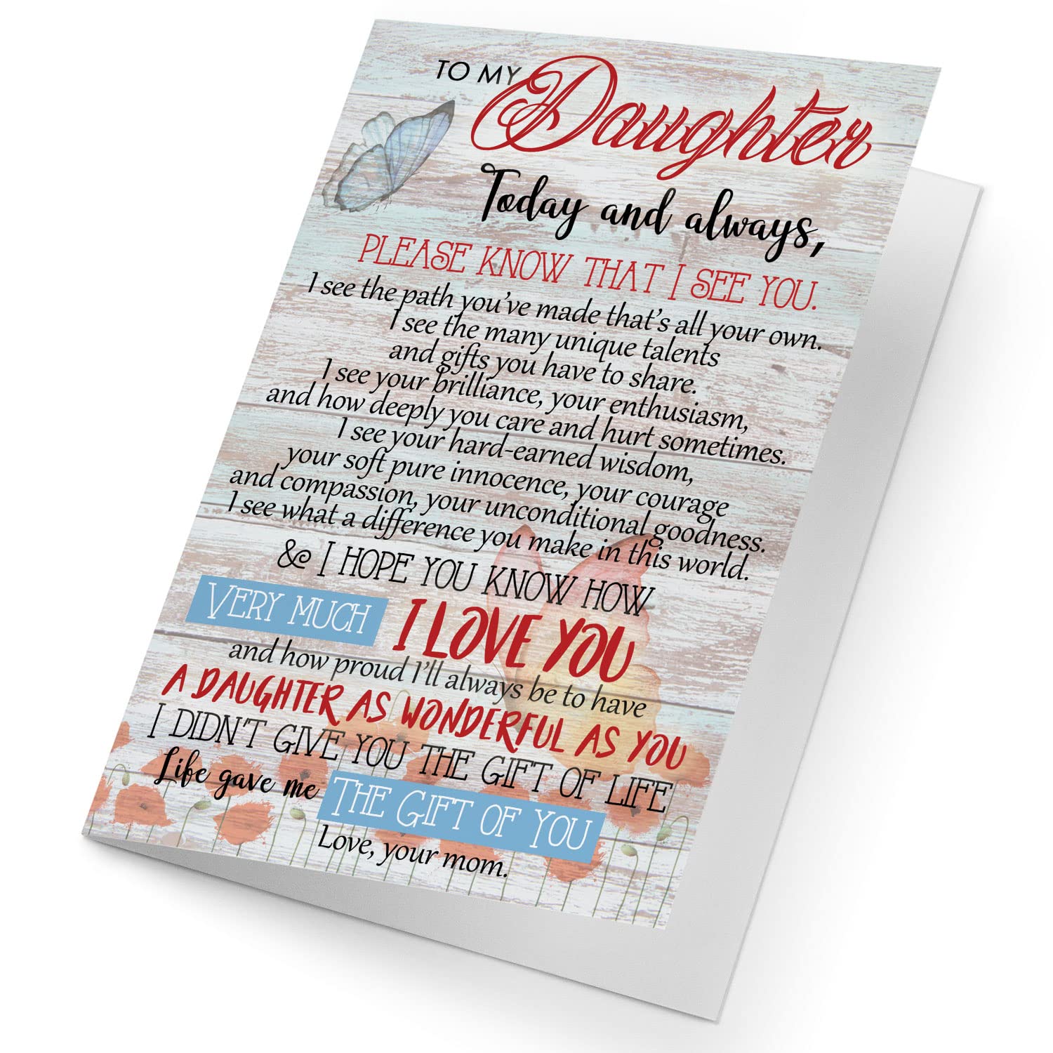 Creatie® To My Daughter from Mother Greetings Card (5.75Inx8.5In) Big Size Unique Card to Celebrate Birthday, Anniversary, Graduation, Job and Success