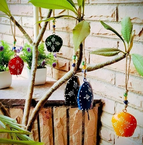 Miniatura 4 de Juego de 6 campanas pintadas hechas a mano para colgar armonía multicolor