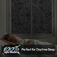 Vista 2 de rabbitgoo - Película de privacidad tipo vitral para ventana, opacidad total, adhesiva, bloqueo solar y de luz, control de calor, para oscurecer Negro