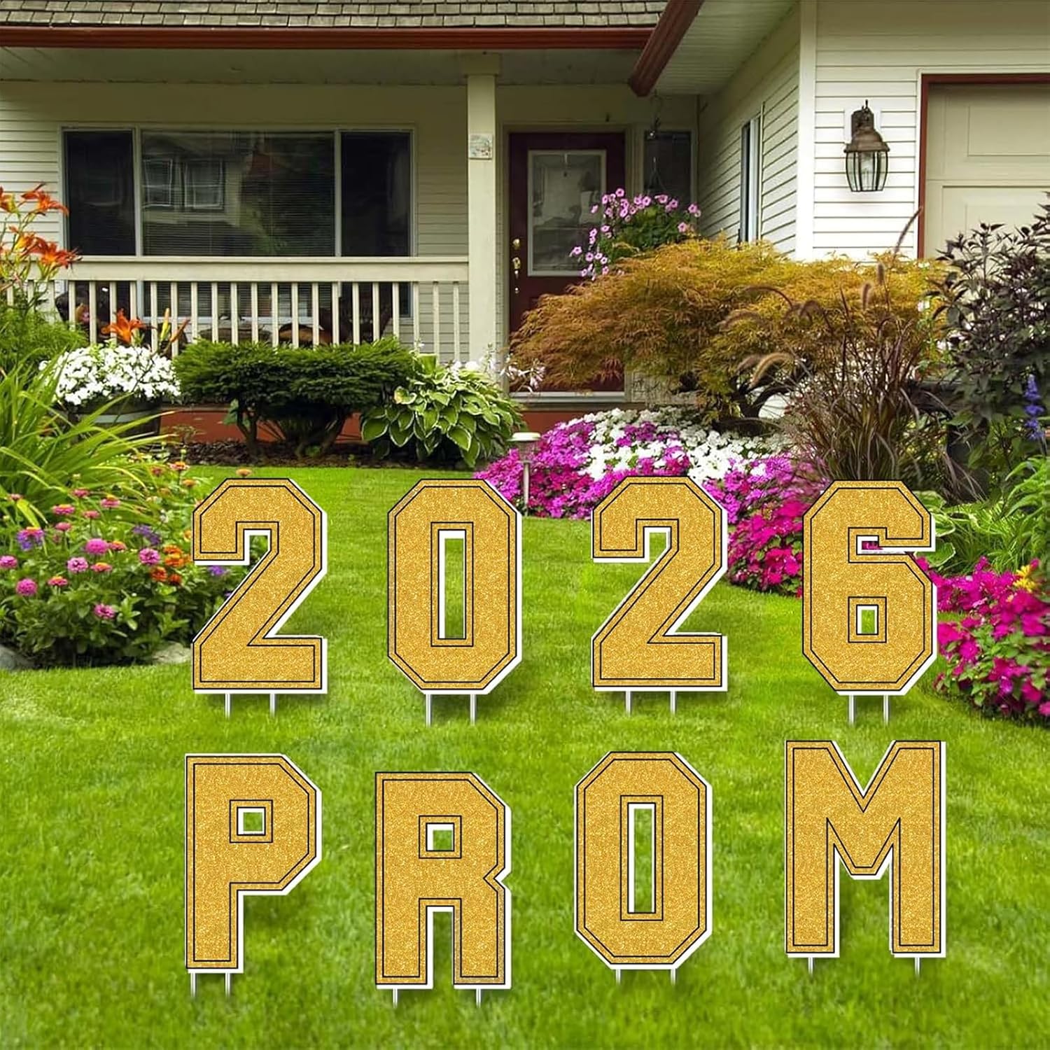 Prom Send Off Decorations 2026, 8 Pcs Gold Prom 2026 Yard Signs with Stakes, Prom 2026 Graduation Yard Sign for Prom Decorations 2026