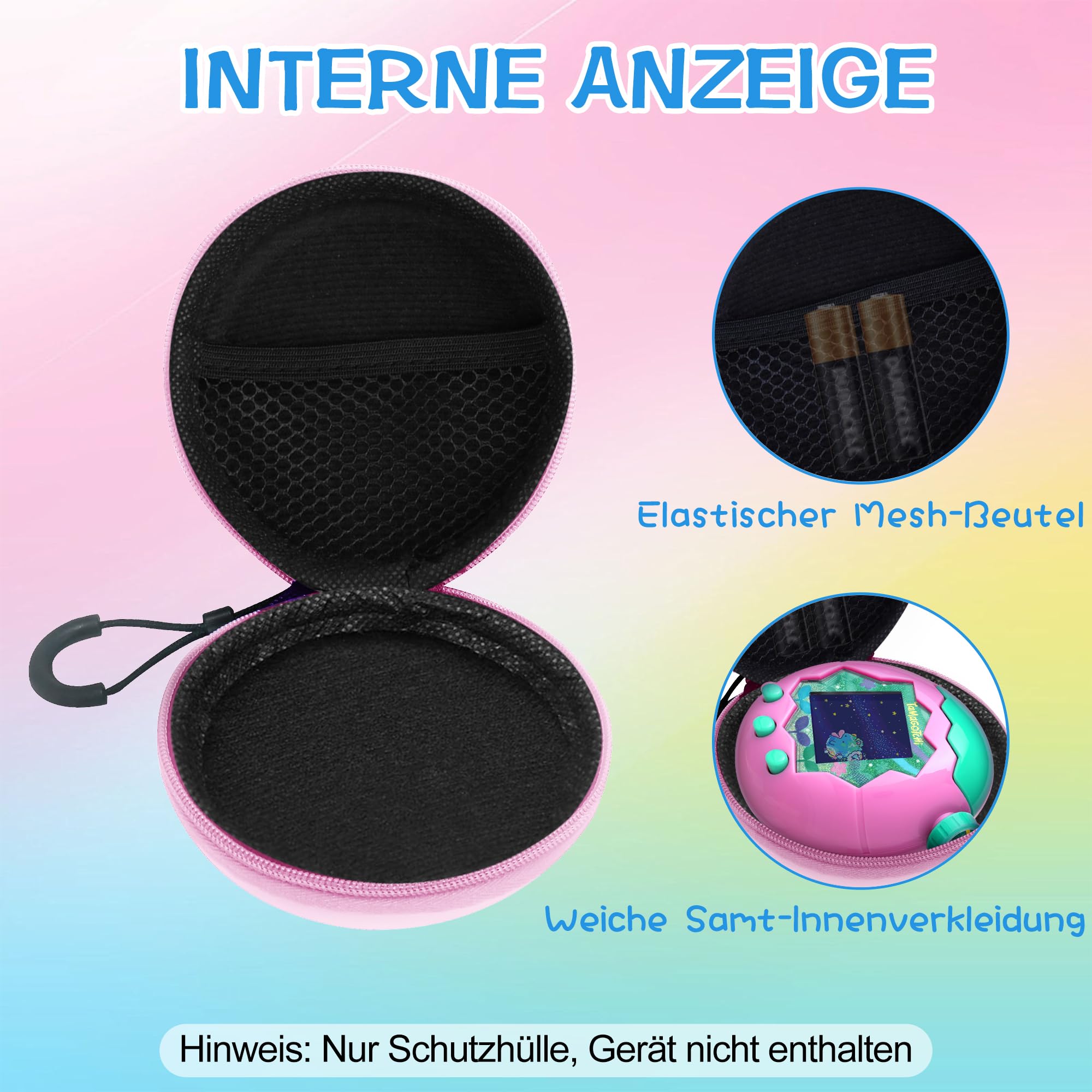 Kit de Protection pour Tamagotchi Paradise & Nano Mals étui Rigide en EVA pour Tamagotchi Paradise Boîte de Rangement avec Bandoulière Et Mousqueton étanche à la Poussière Et Aux Chocs (Rose