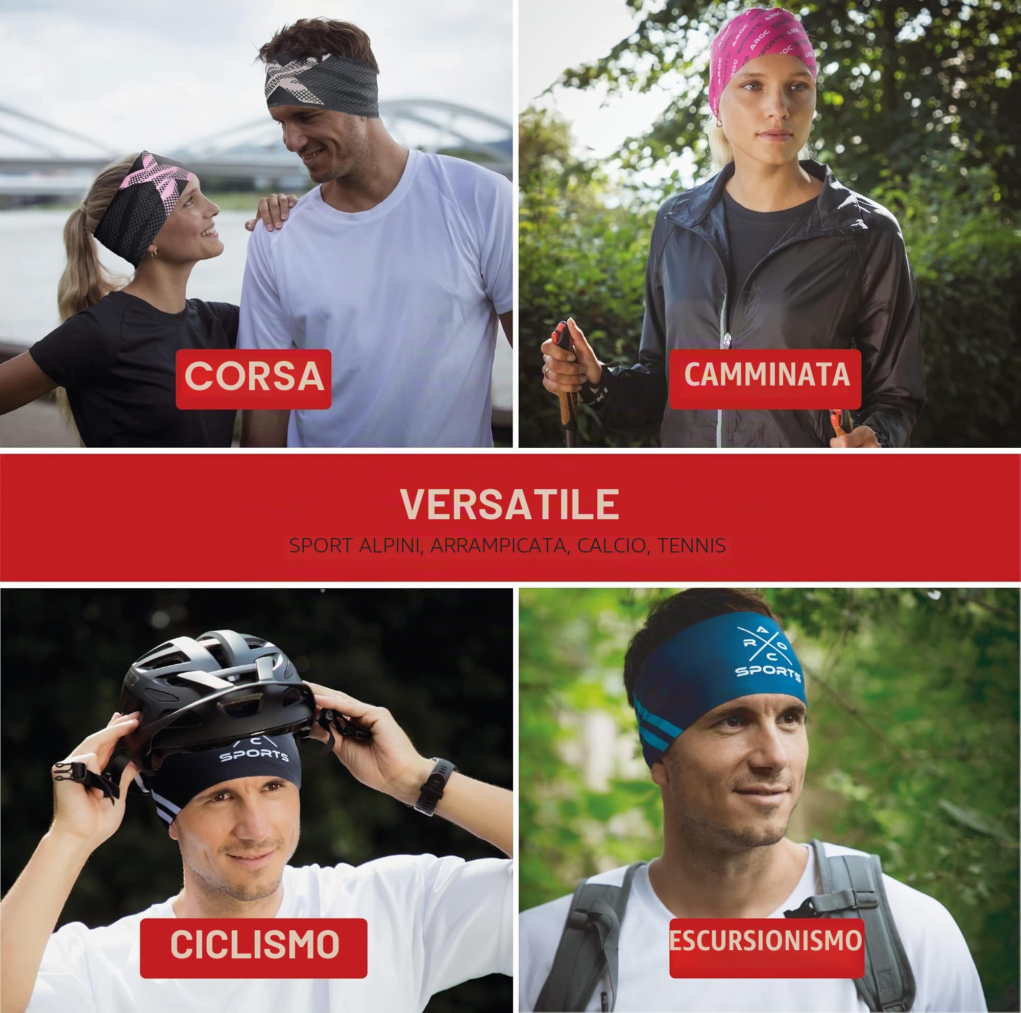 Fascia per capelli, leggera, elastica, ad asciugatura rapida, paraorecchie, fascia per il sudore, fascia per capelli, fascia per capelli, fascia per la testa, per escursioni, corsa, ciclismo, sci